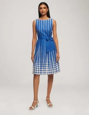 Printed Cotton Fit & Flare With Sash- Sale