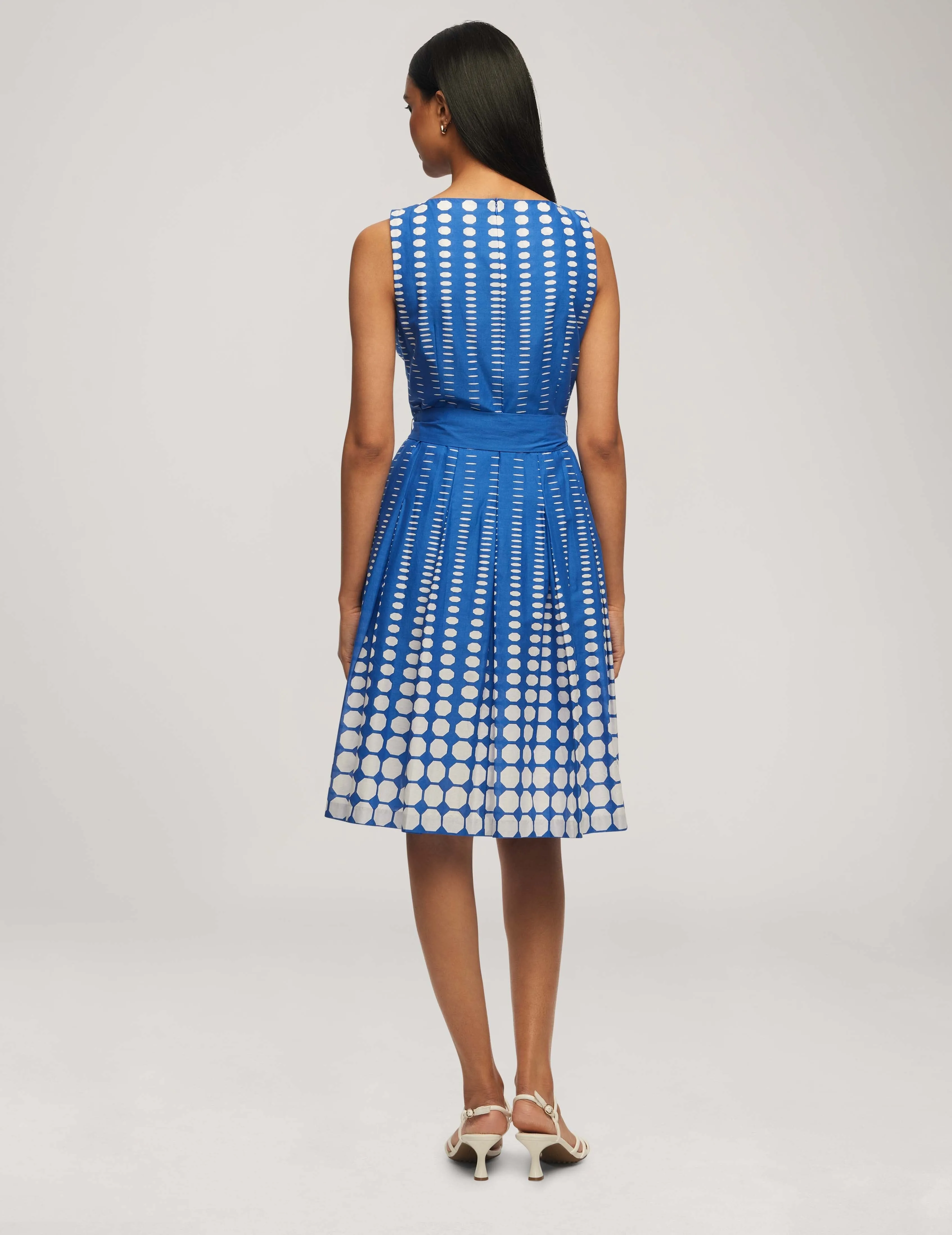 Printed Cotton Fit & Flare With Sash- Sale