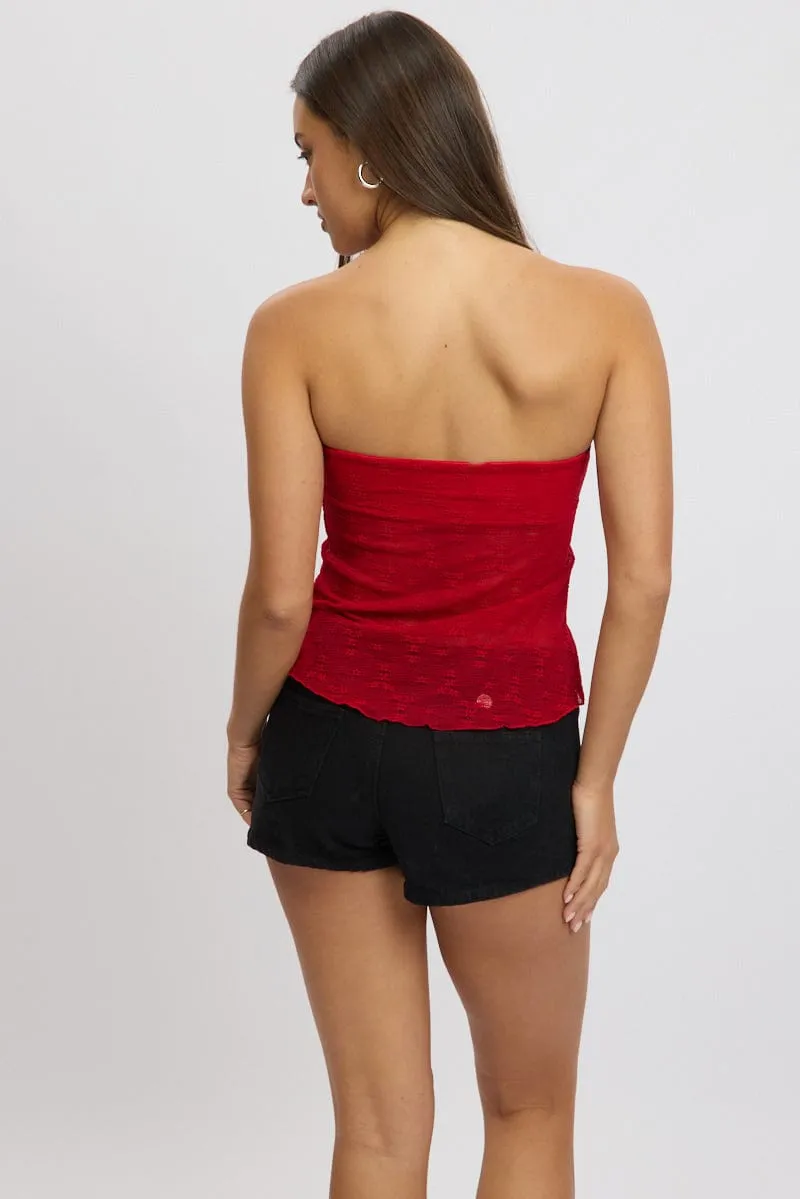 Red Bandeau Top Lace