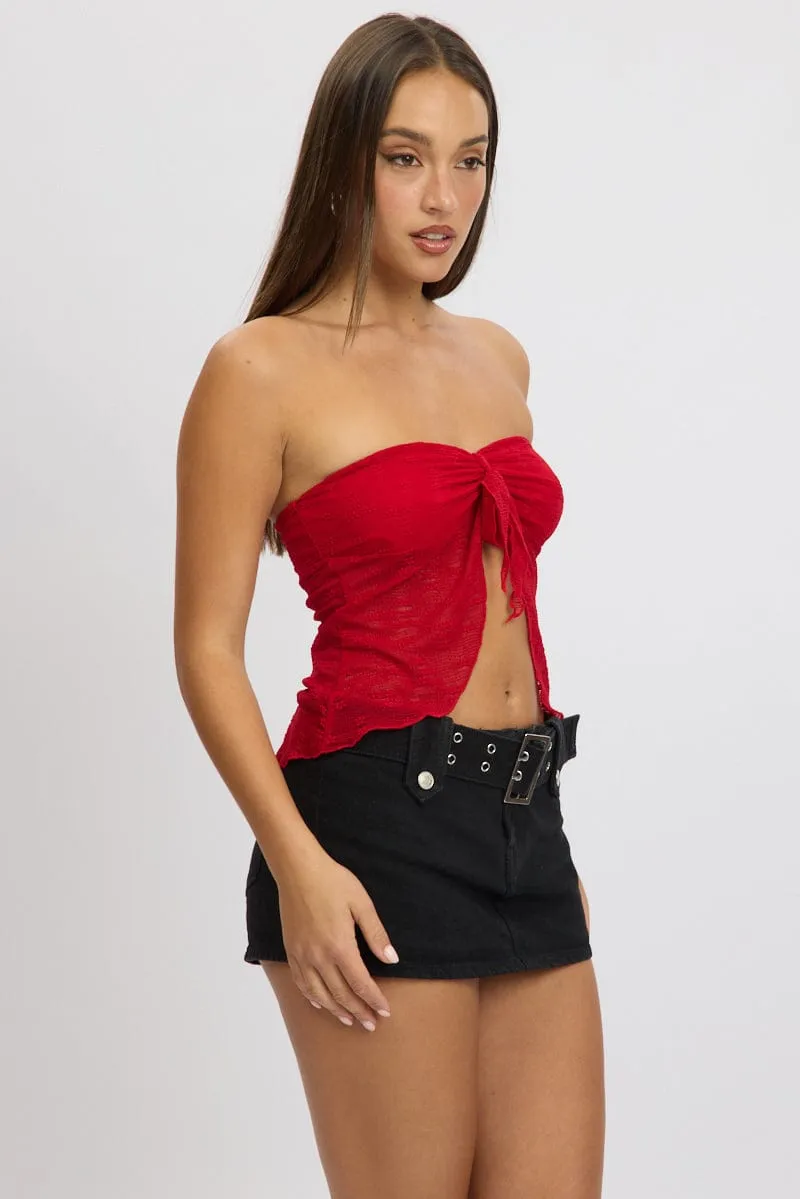 Red Bandeau Top Lace