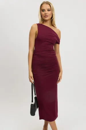 Red Bodycon Dress Twist Off Shoulder