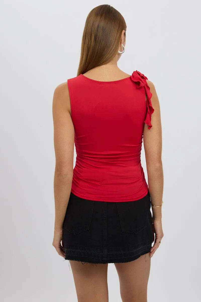 Red Ruffle Top Supersoft