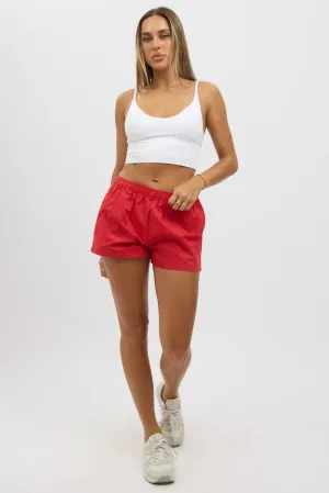 Red Track Shorts Side Stripe