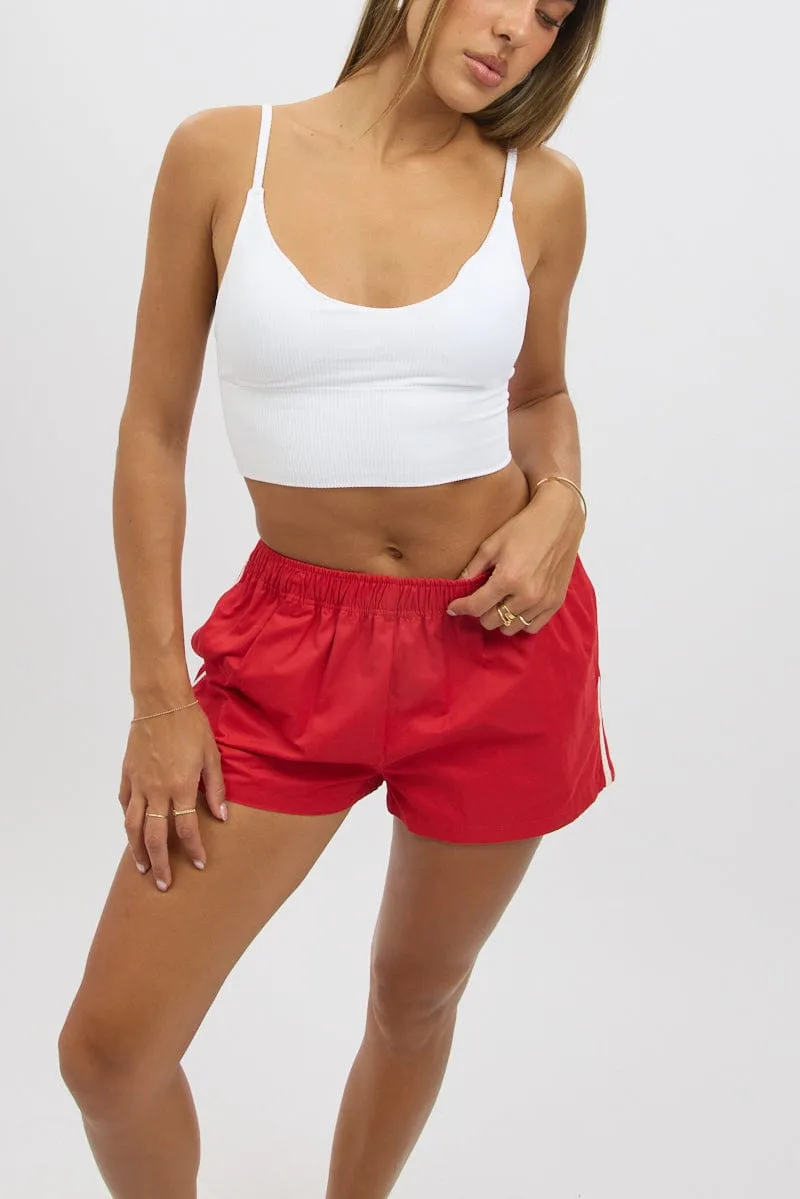 Red Track Shorts Side Stripe