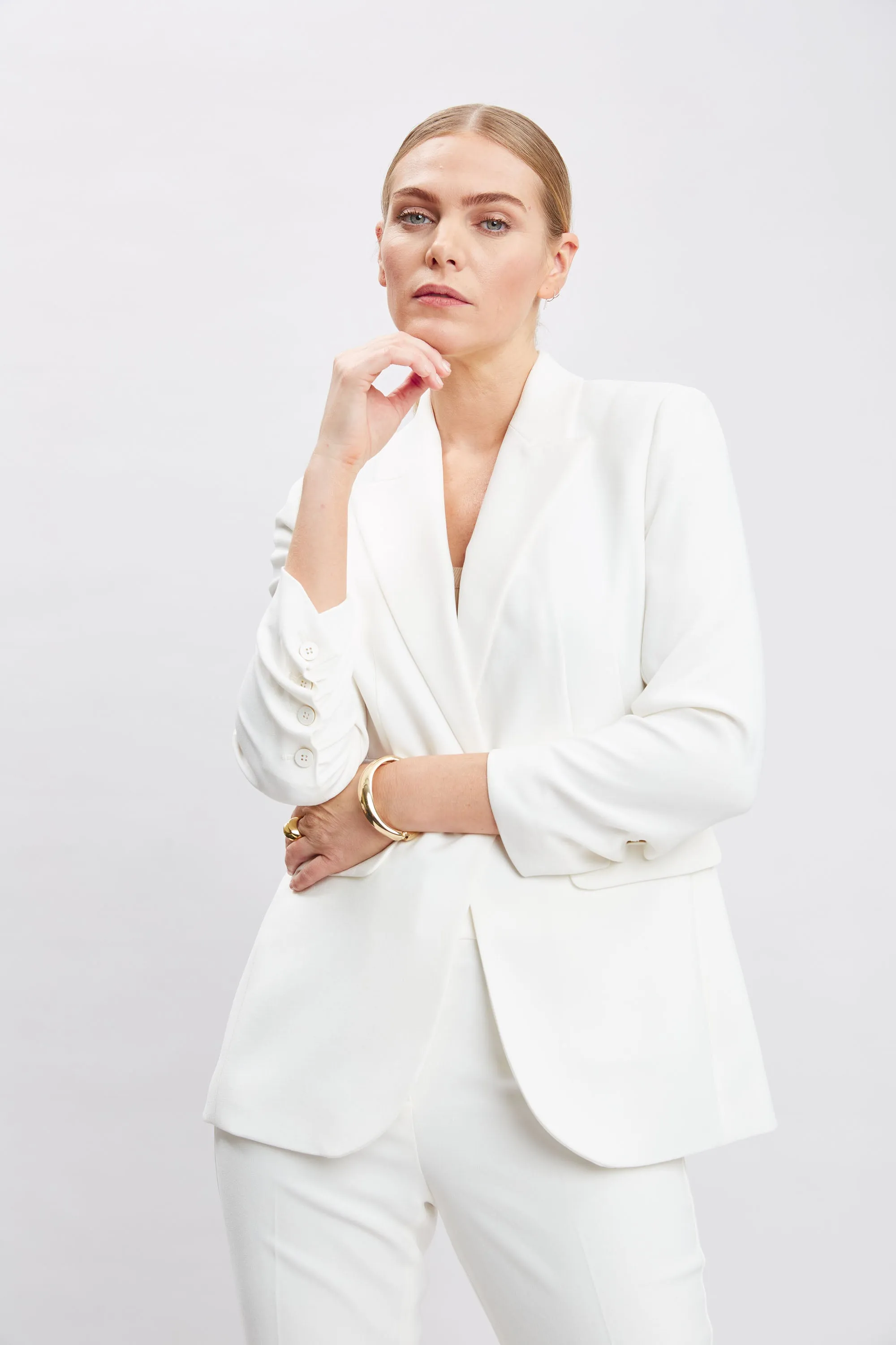 Ruched Sleeve Blazer