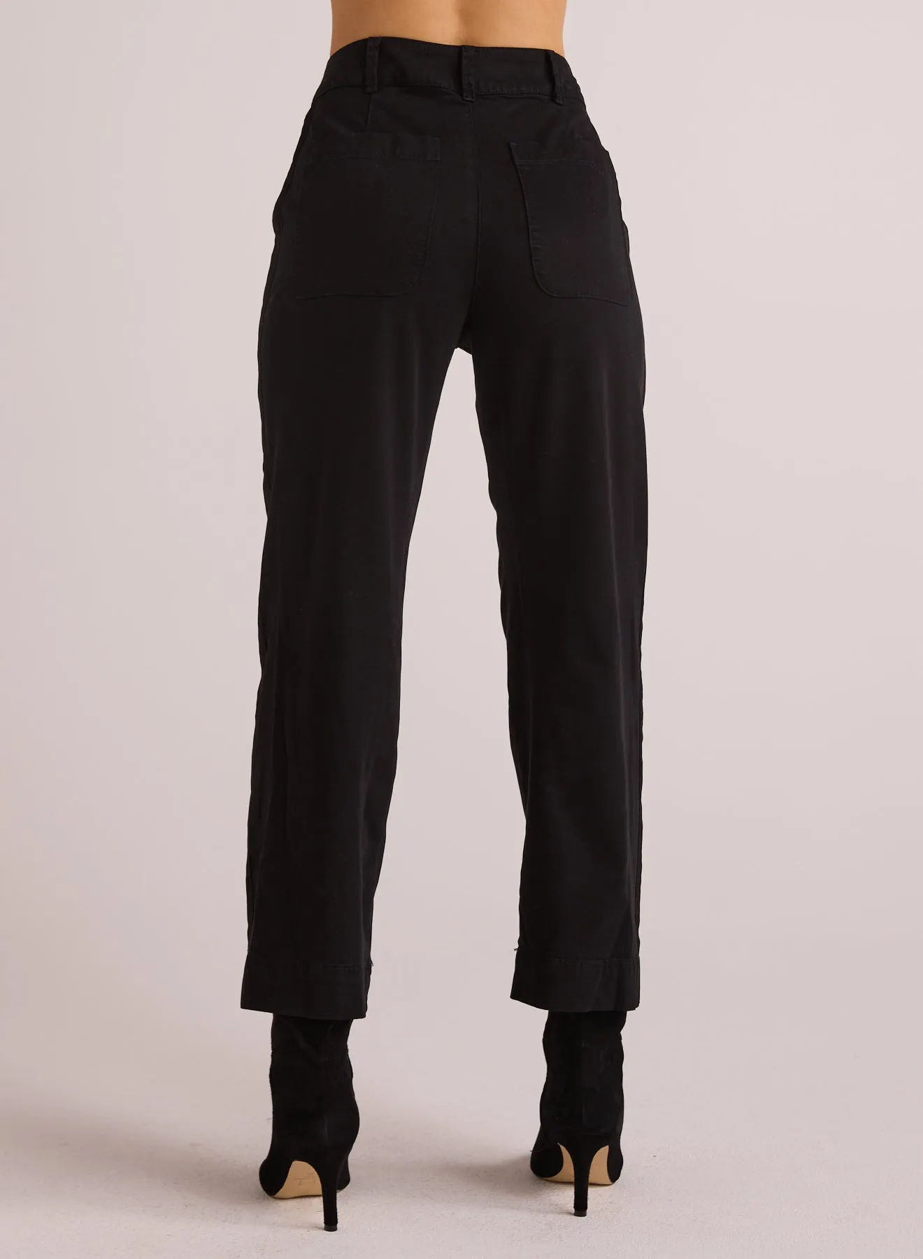 Saige Tux Stripe Crop - Black