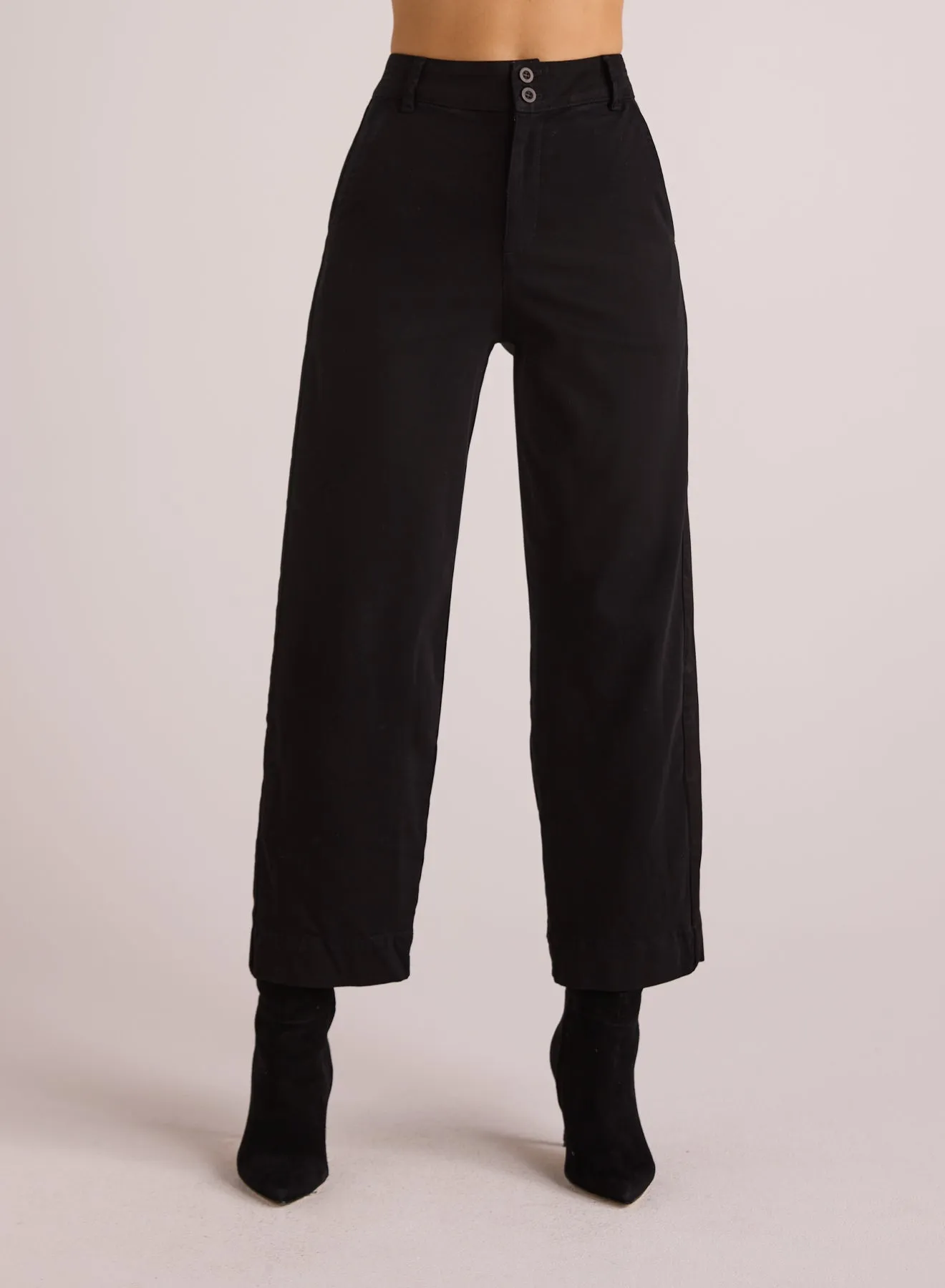 Saige Tux Stripe Crop - Black