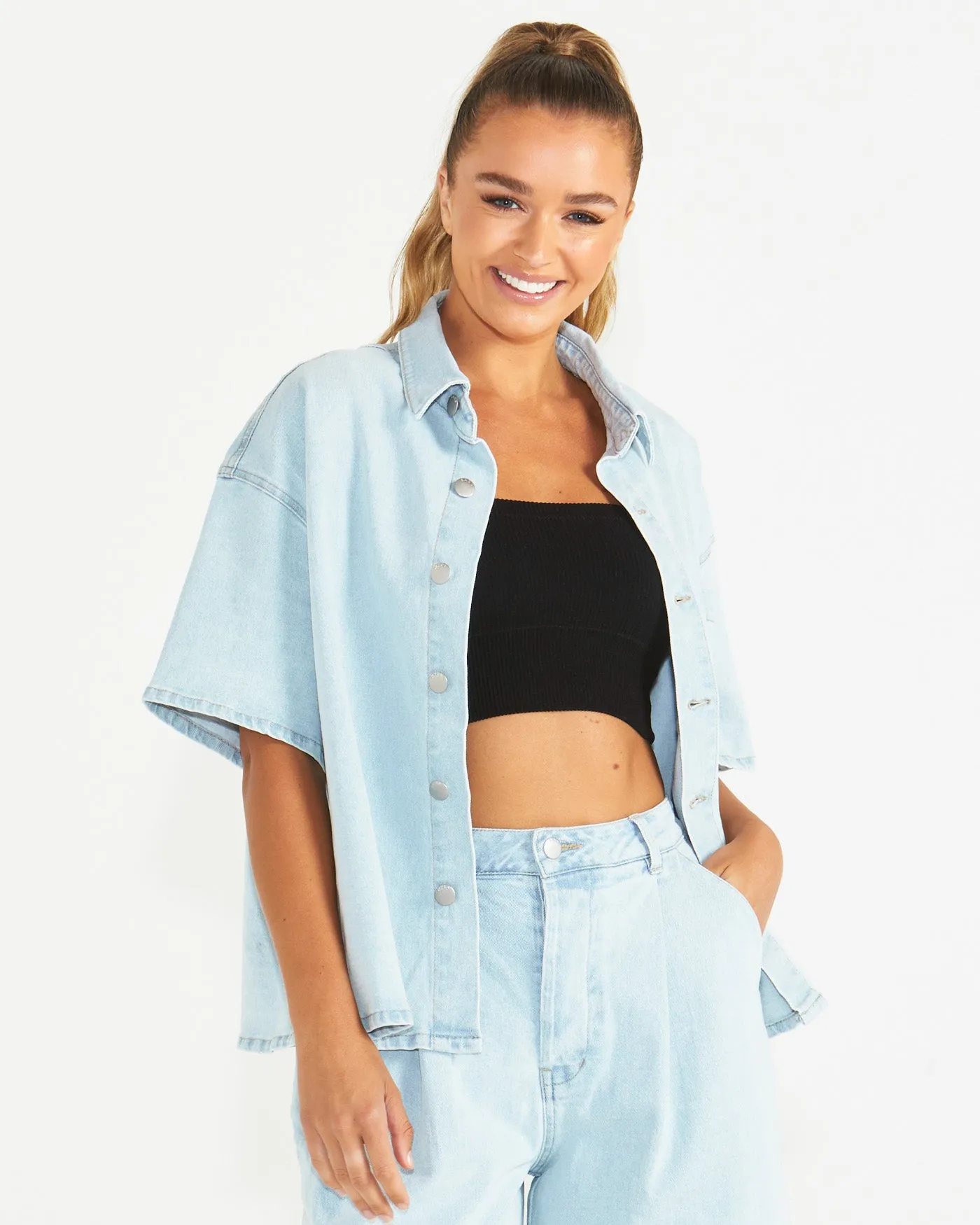 Sass Katrina Boyfriend Shirt Snow Wash