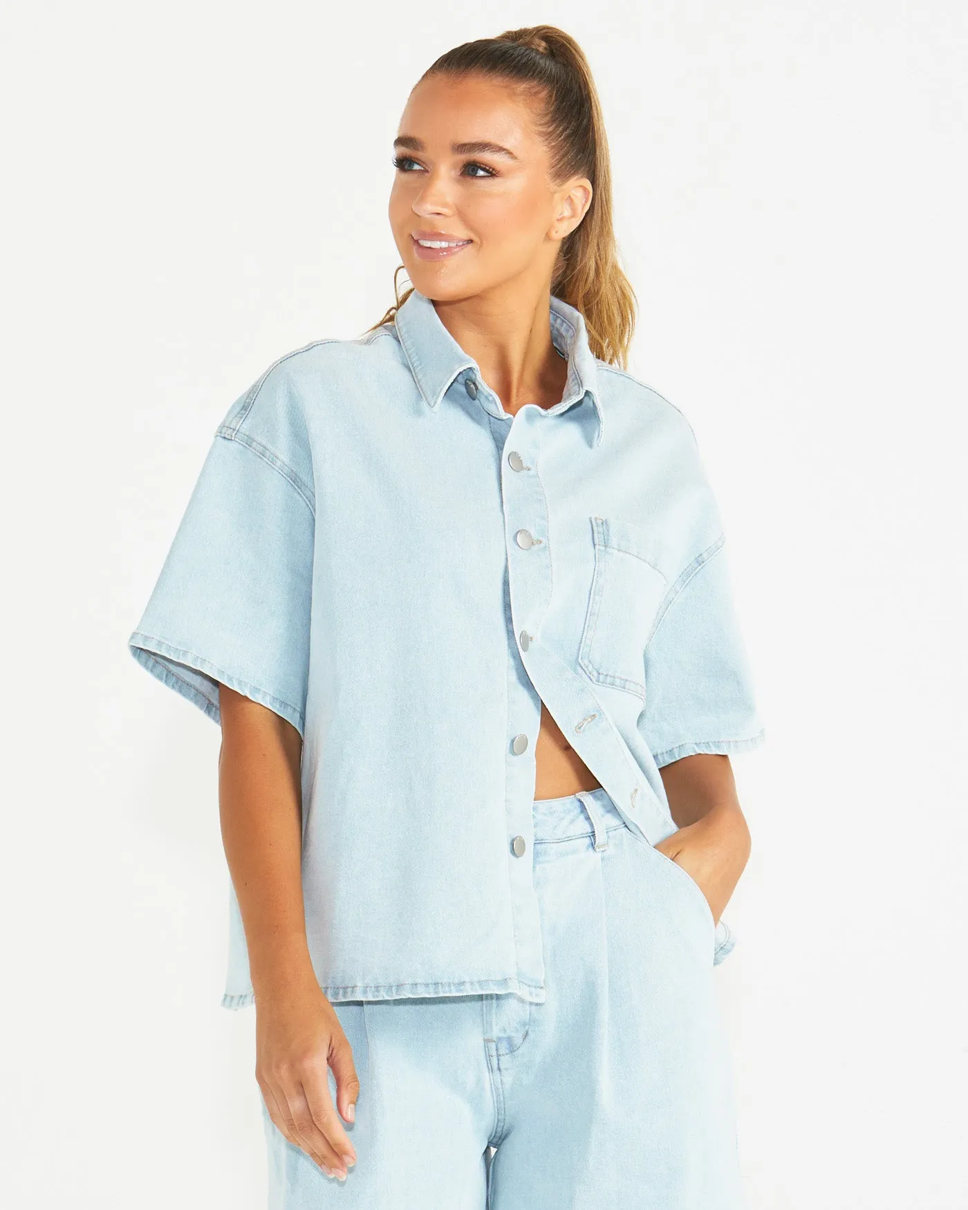 Sass Katrina Boyfriend Shirt Snow Wash