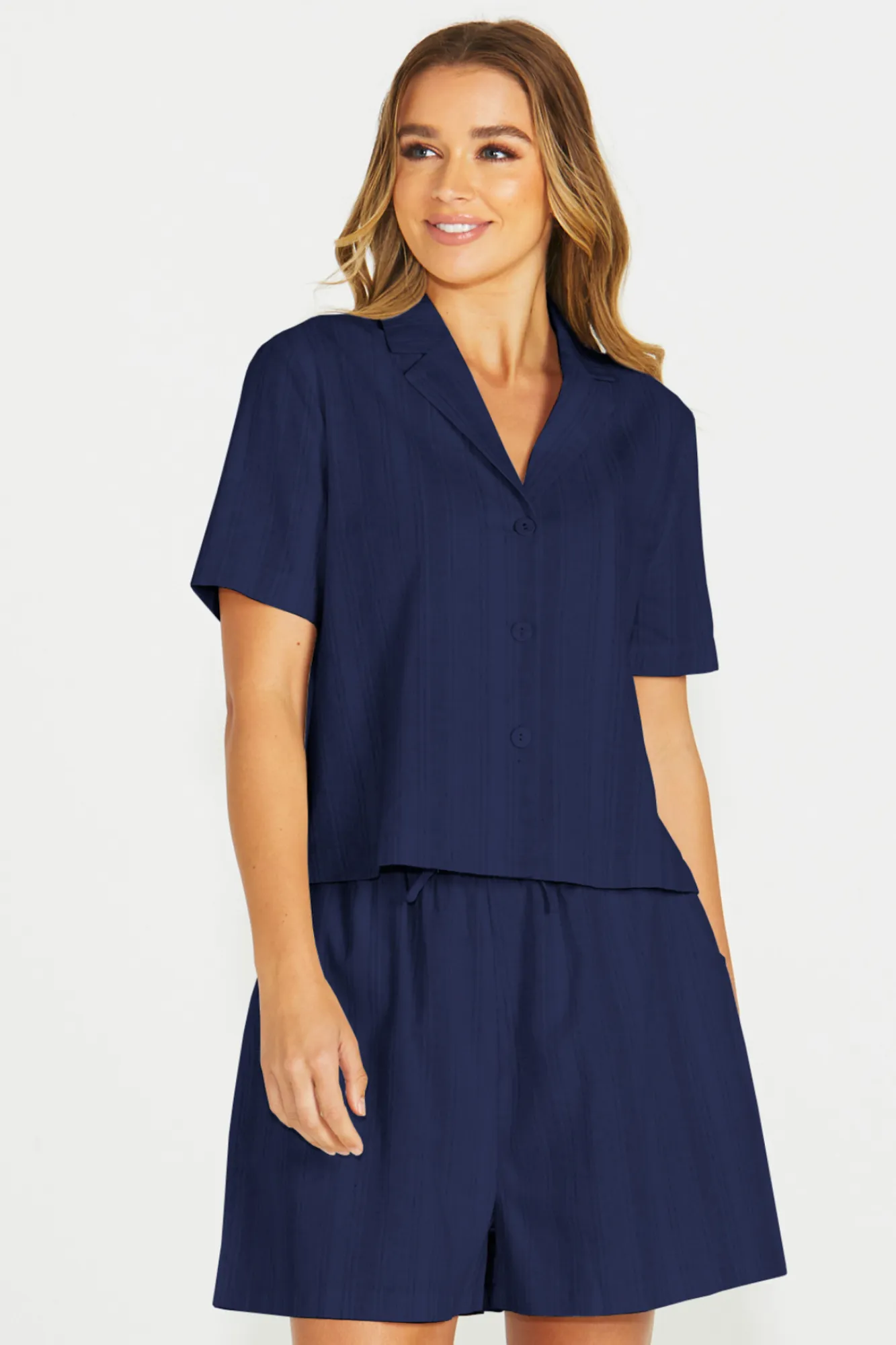 Sass Odell Short Sleeve Shirt Navy Stripe