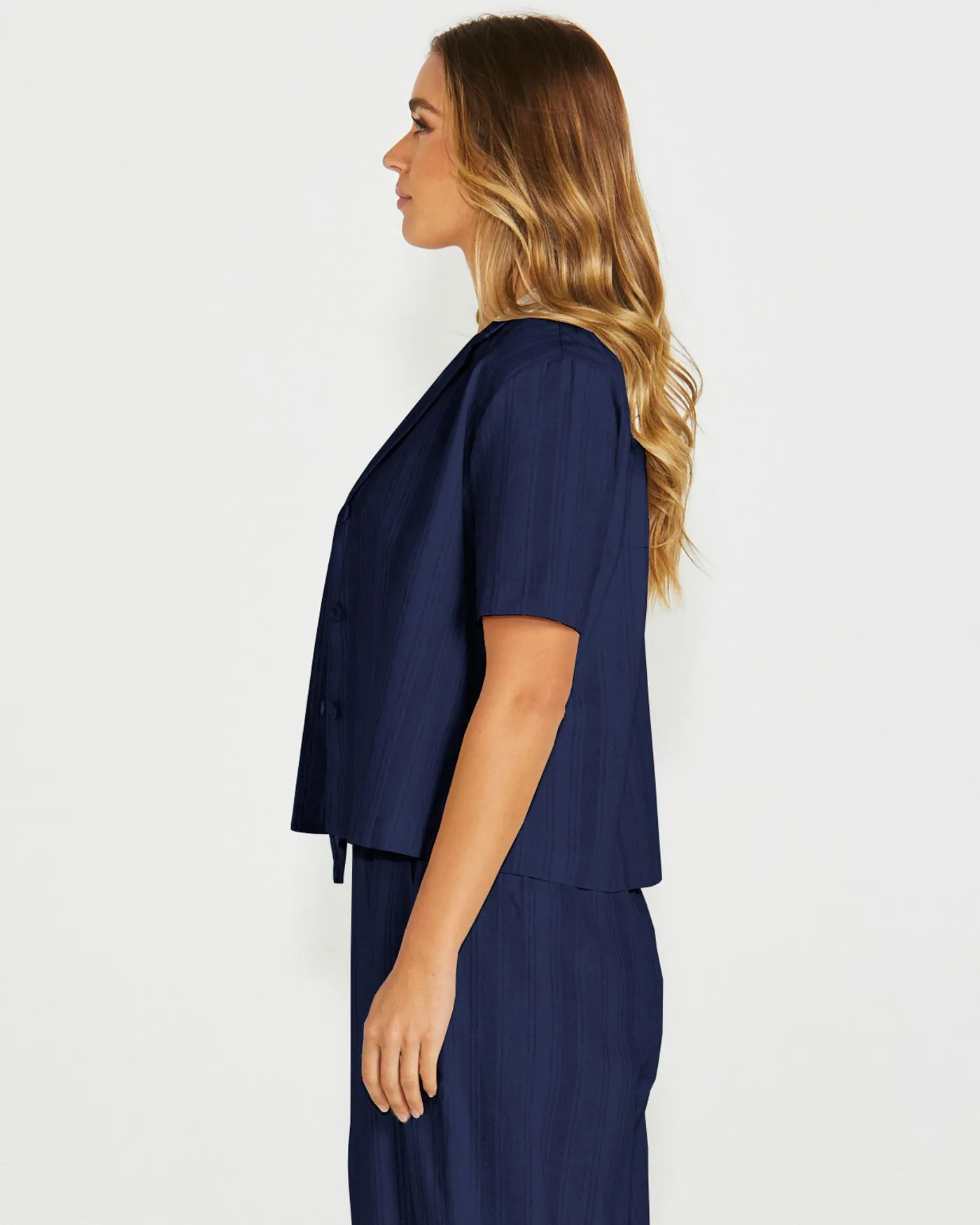Sass Odell Short Sleeve Shirt Navy Stripe