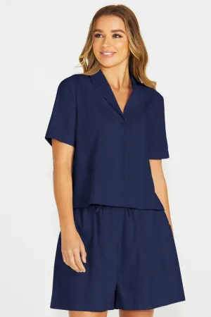 Sass Odell Short Sleeve Shirt Navy Stripe