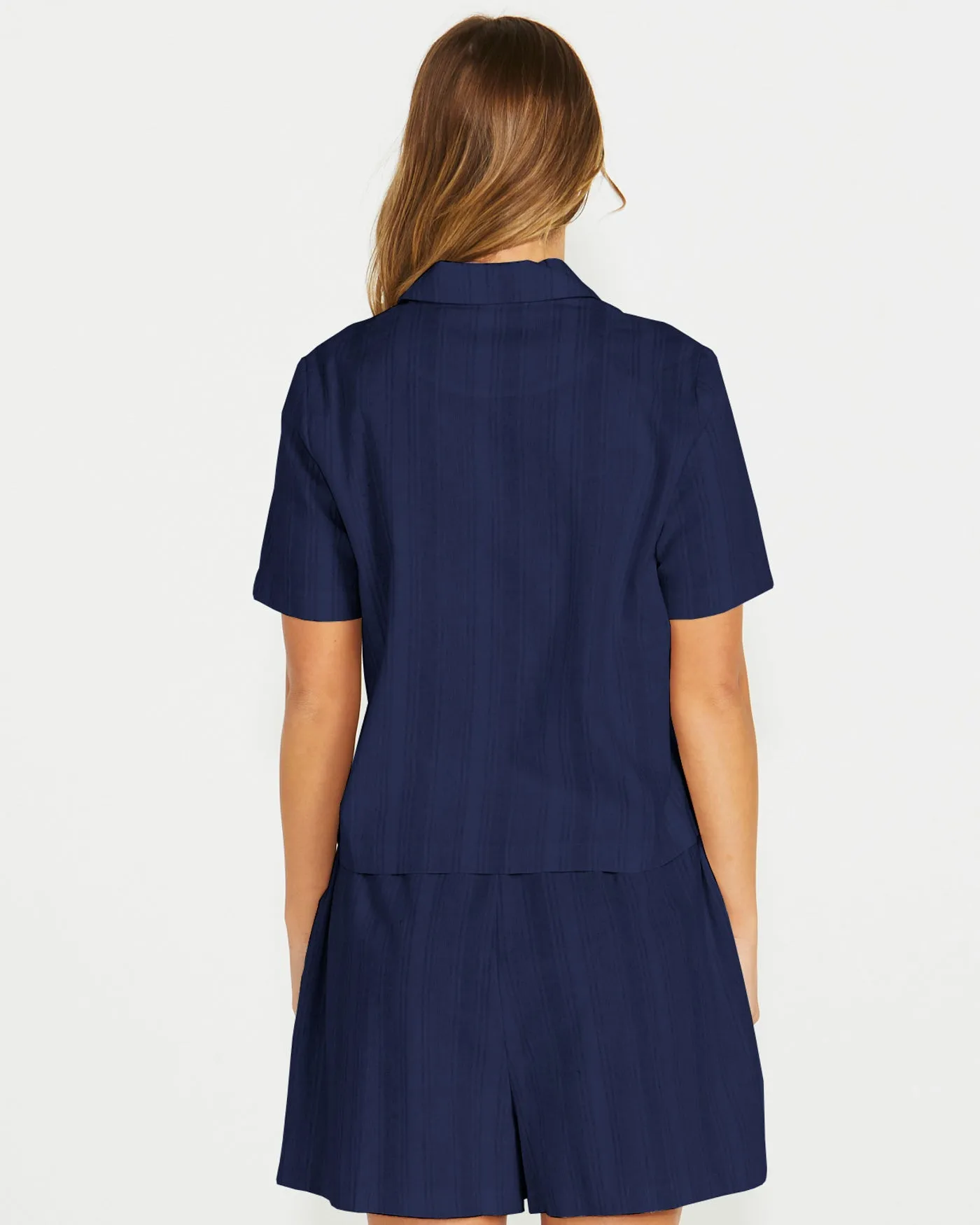 Sass Odell Short Sleeve Shirt Navy Stripe
