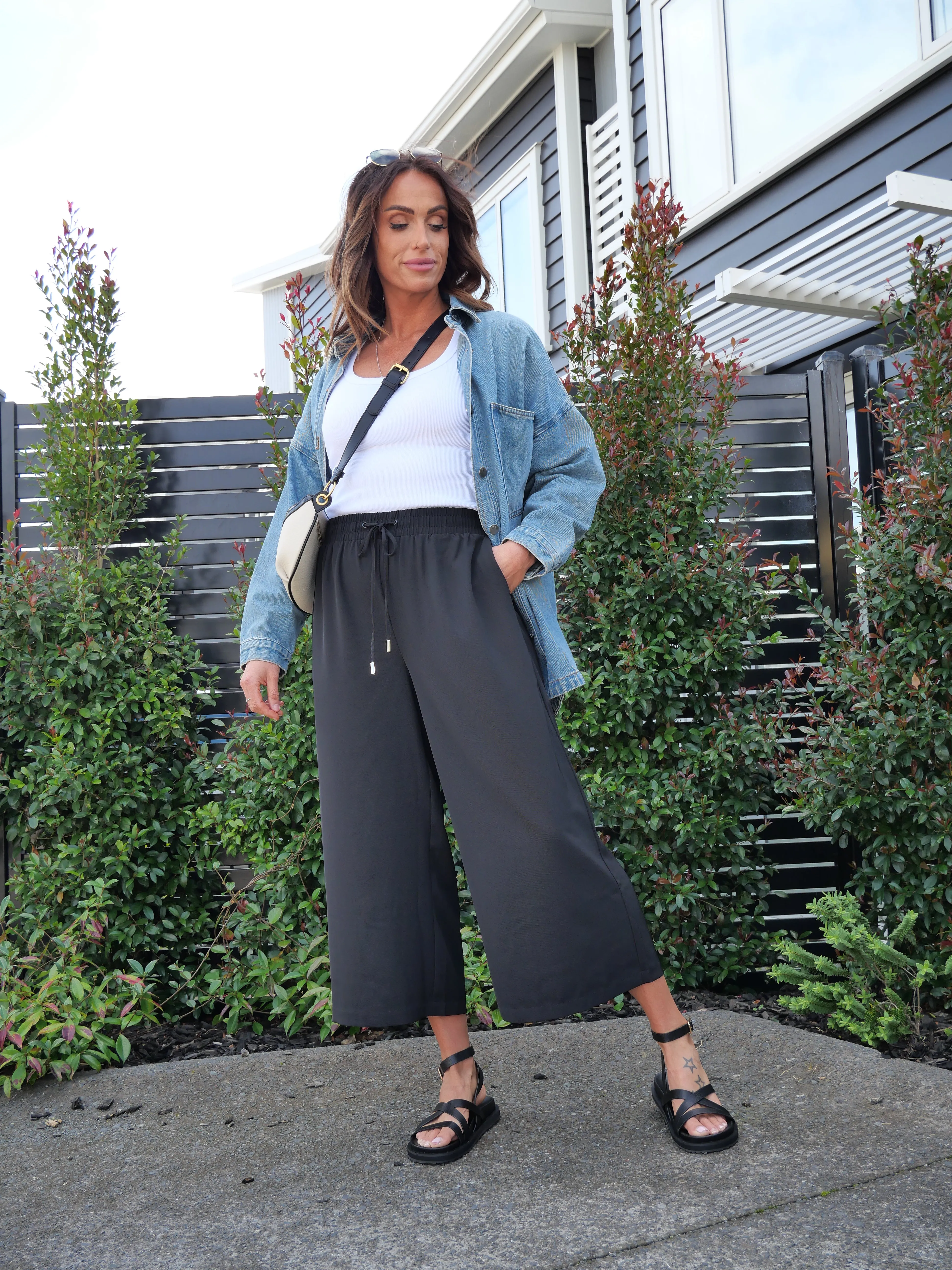Shine On Label Cropped Rowen Wide leg Pants