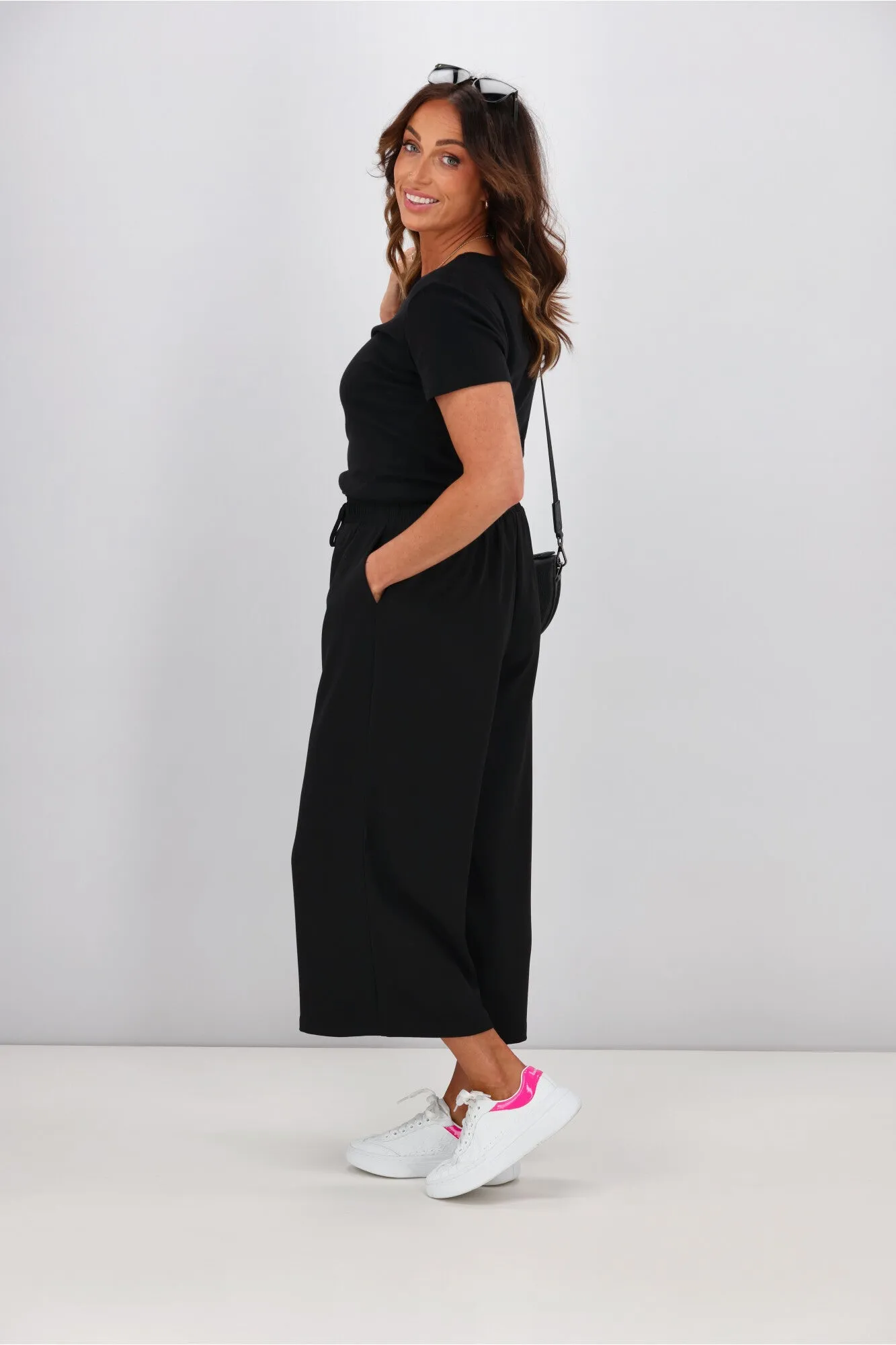 Shine On Label Cropped Rowen Wide leg Pants