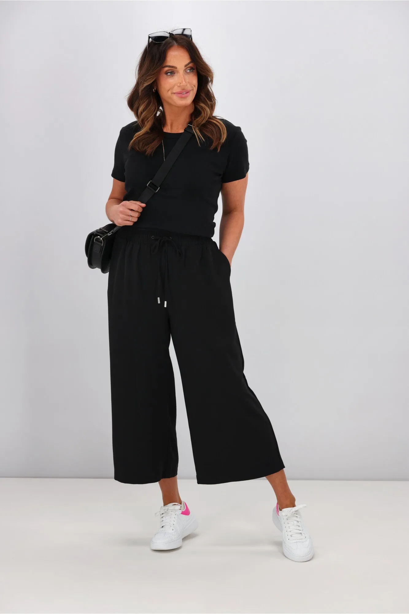 Shine On Label Cropped Rowen Wide leg Pants