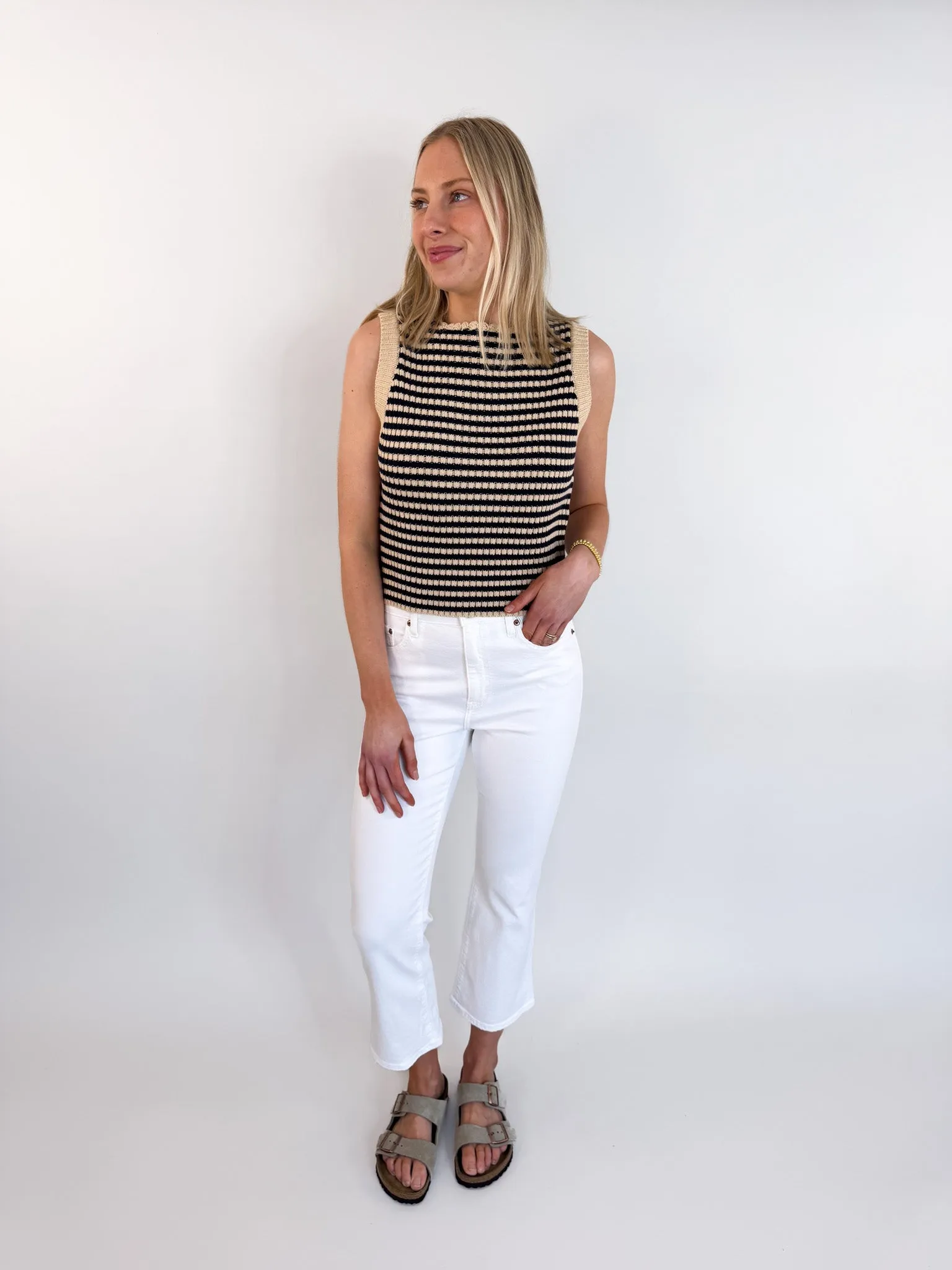 Shy Girl Cropped Flare Denim- White
