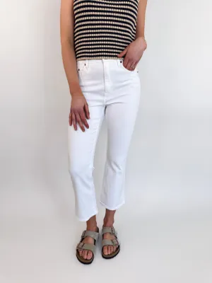 Shy Girl Cropped Flare Denim- White