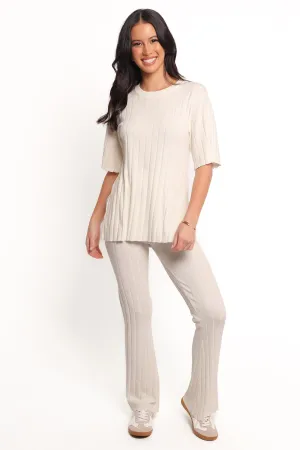 Silvie Short Sleeve Knitted Set - White