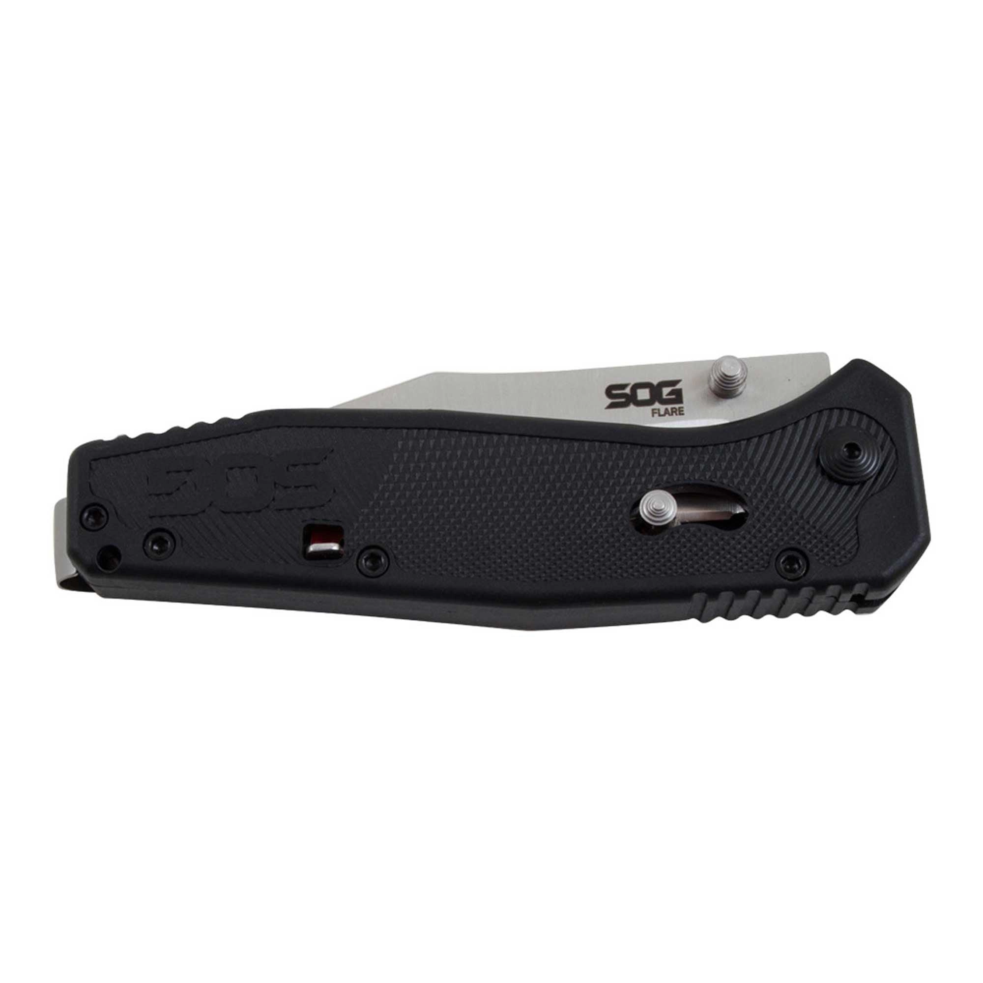 SOG Folding Knife - Flare Satin Polished Straight Clip Point Blade | FLA1001-CP