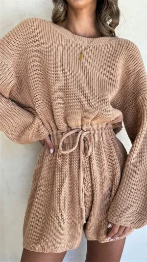 Sol Knit Playsuit - Camel