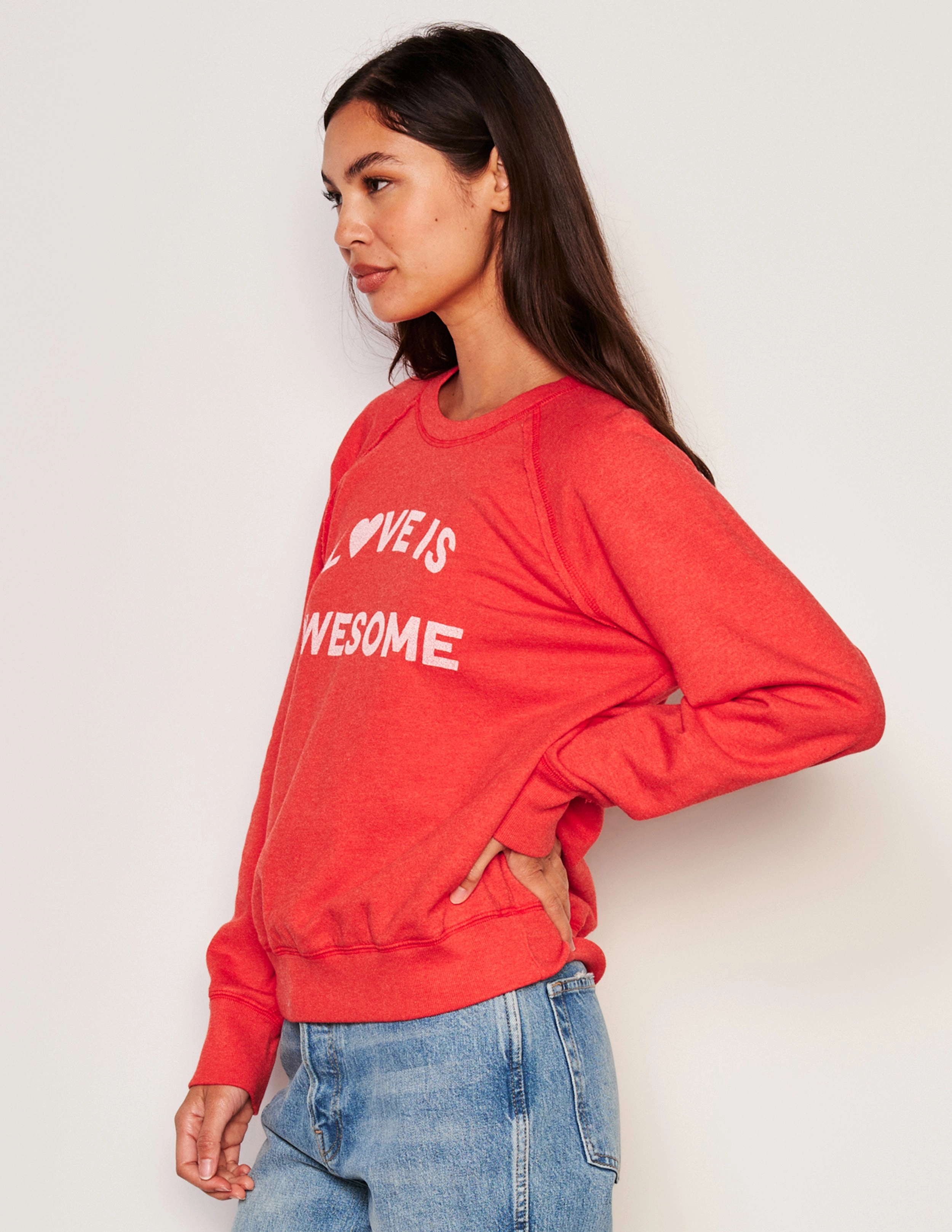 Sundry Awesome Raglan Sweatshirt in Flare Red