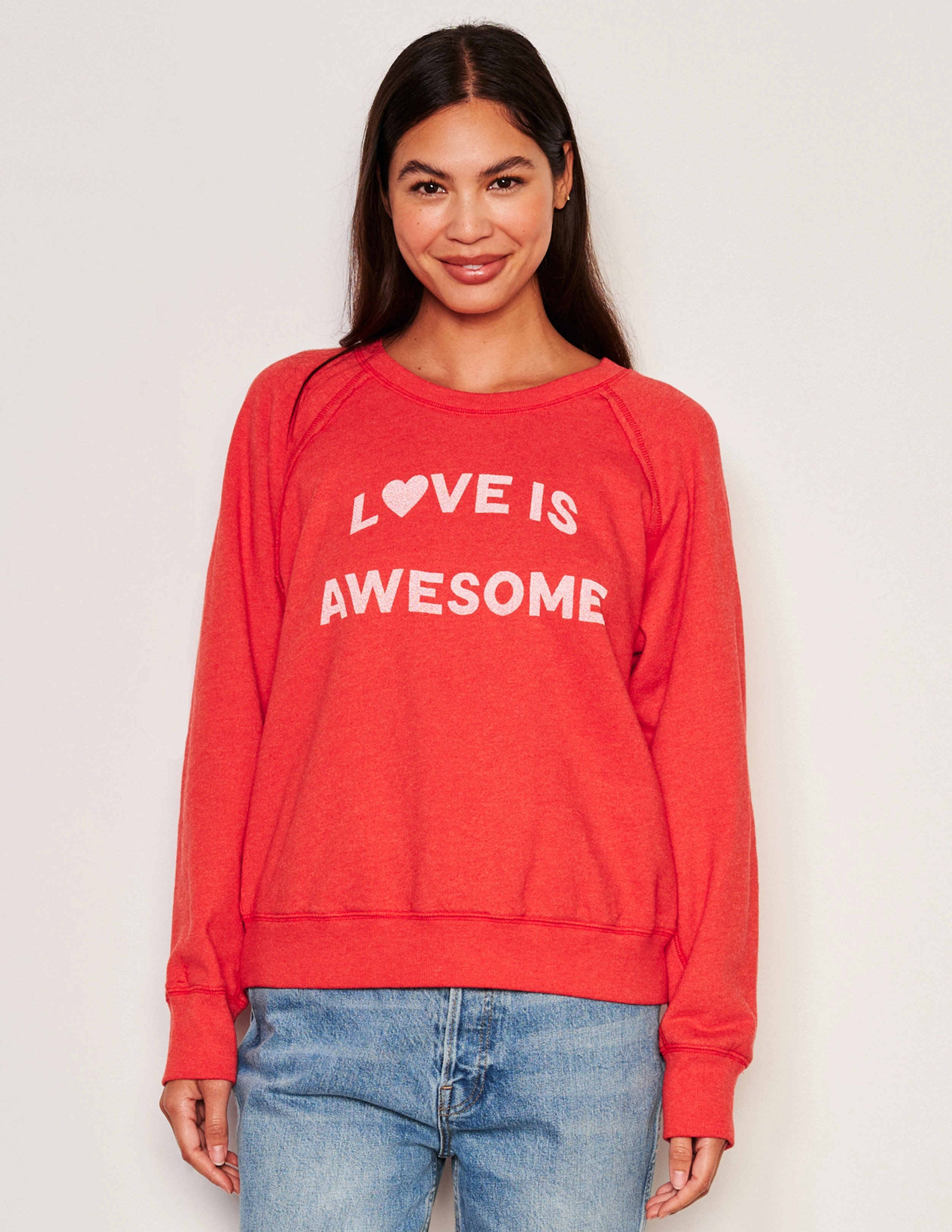 Sundry Awesome Raglan Sweatshirt in Flare Red