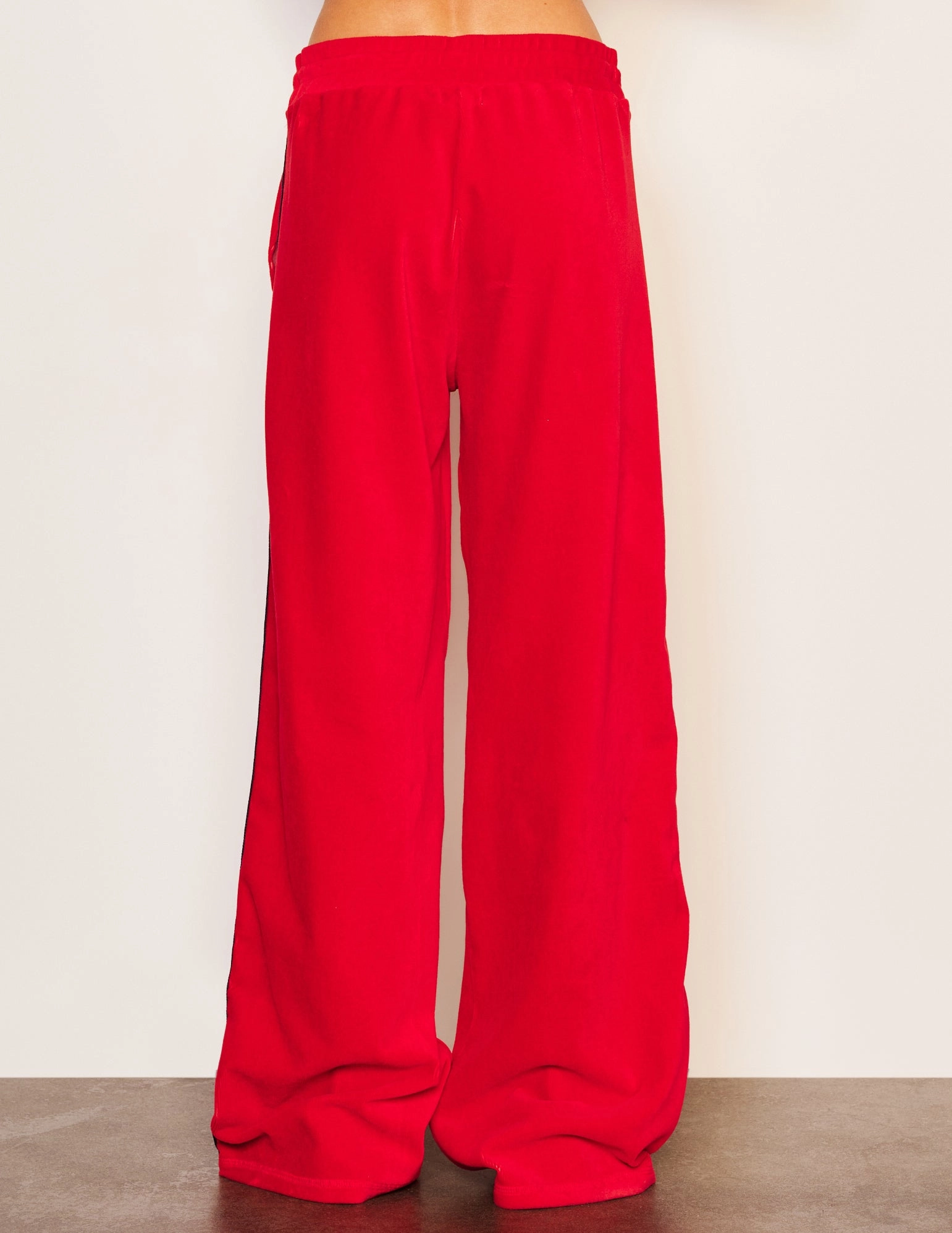Sundry Crop Half Zip Popover Sweatshirt & Relaxed Wide Leg Pant Set in Flare Red