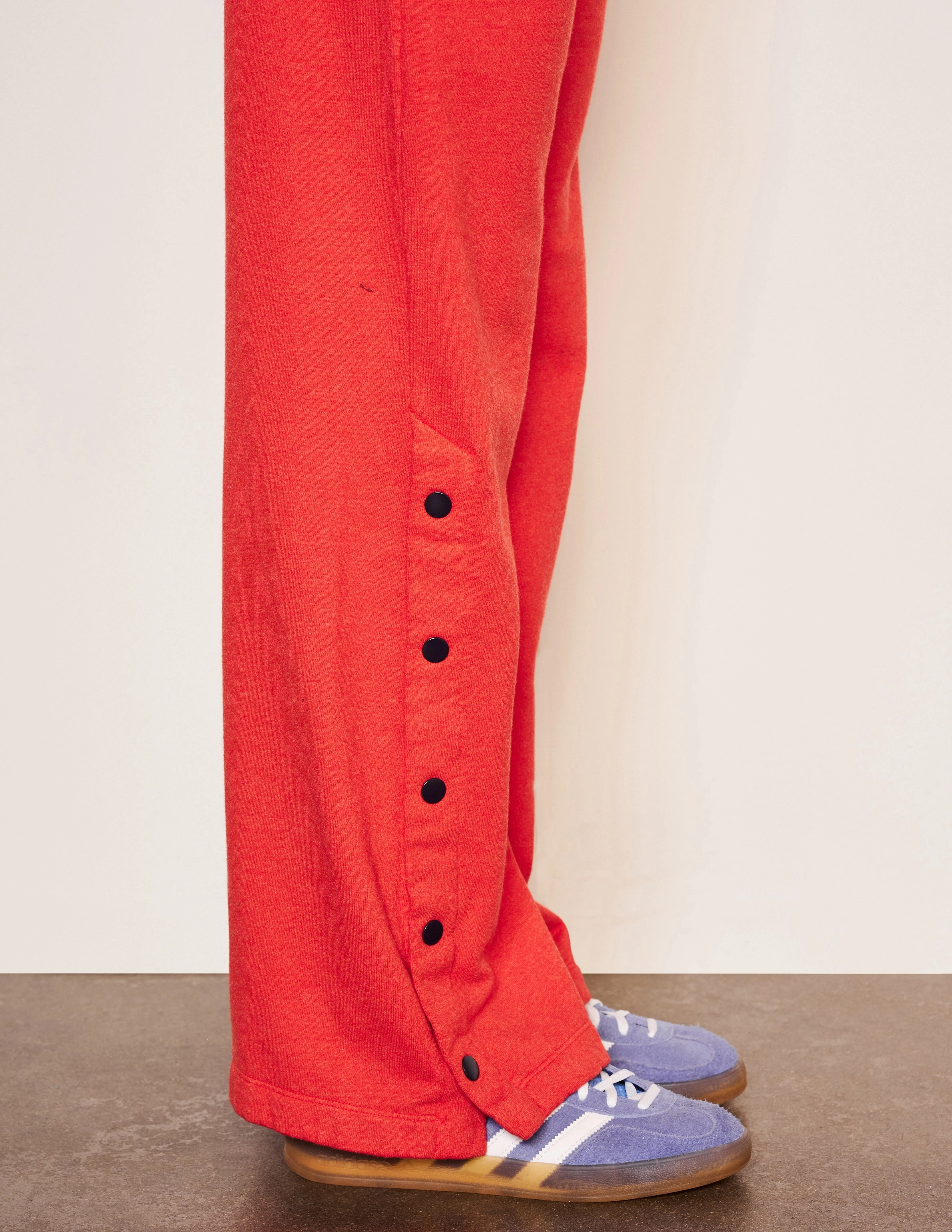 Sundry Merci Crew Neck Sweater & Snap Lounge Pant Set in Flare Red
