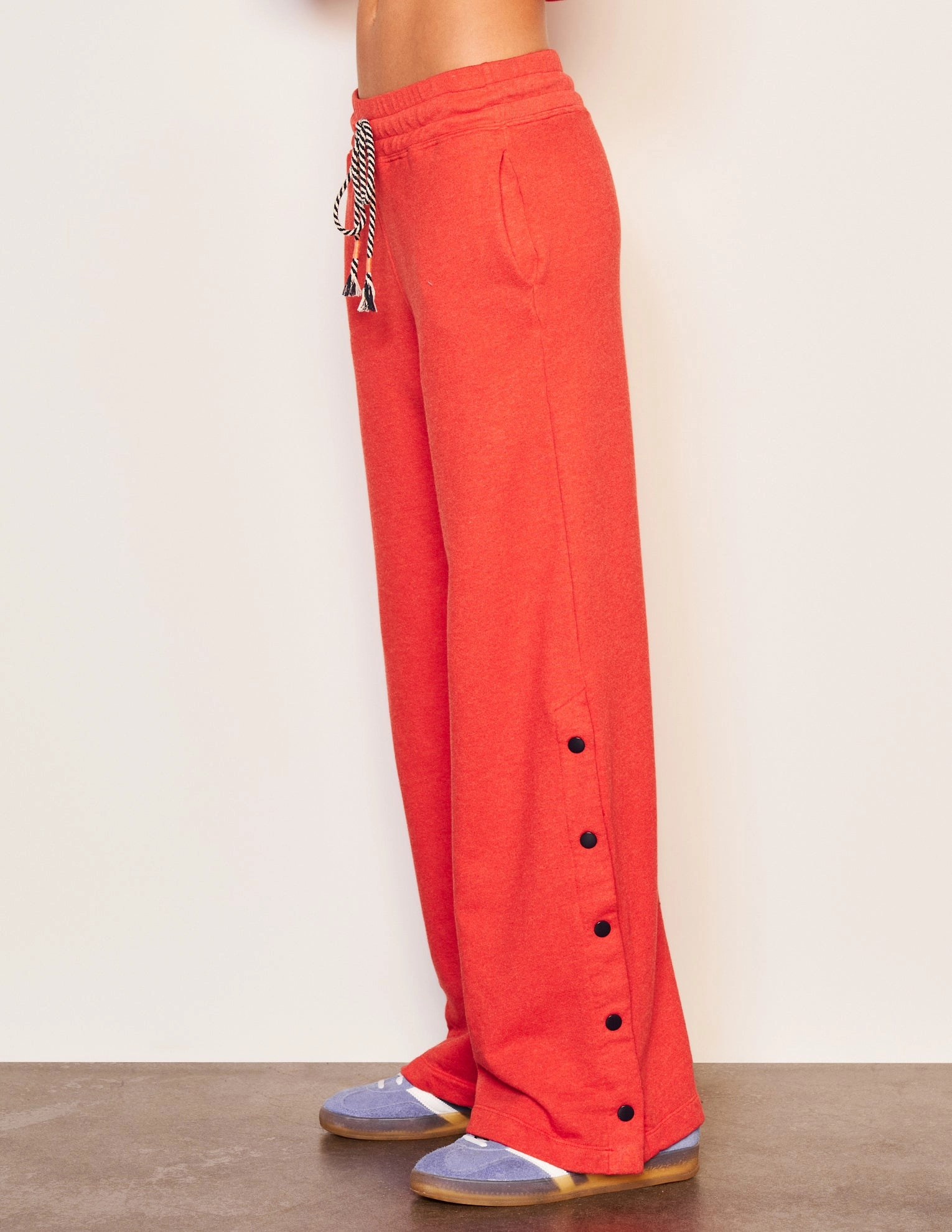 Sundry Merci Crew Neck Sweater & Snap Lounge Pant Set in Flare Red