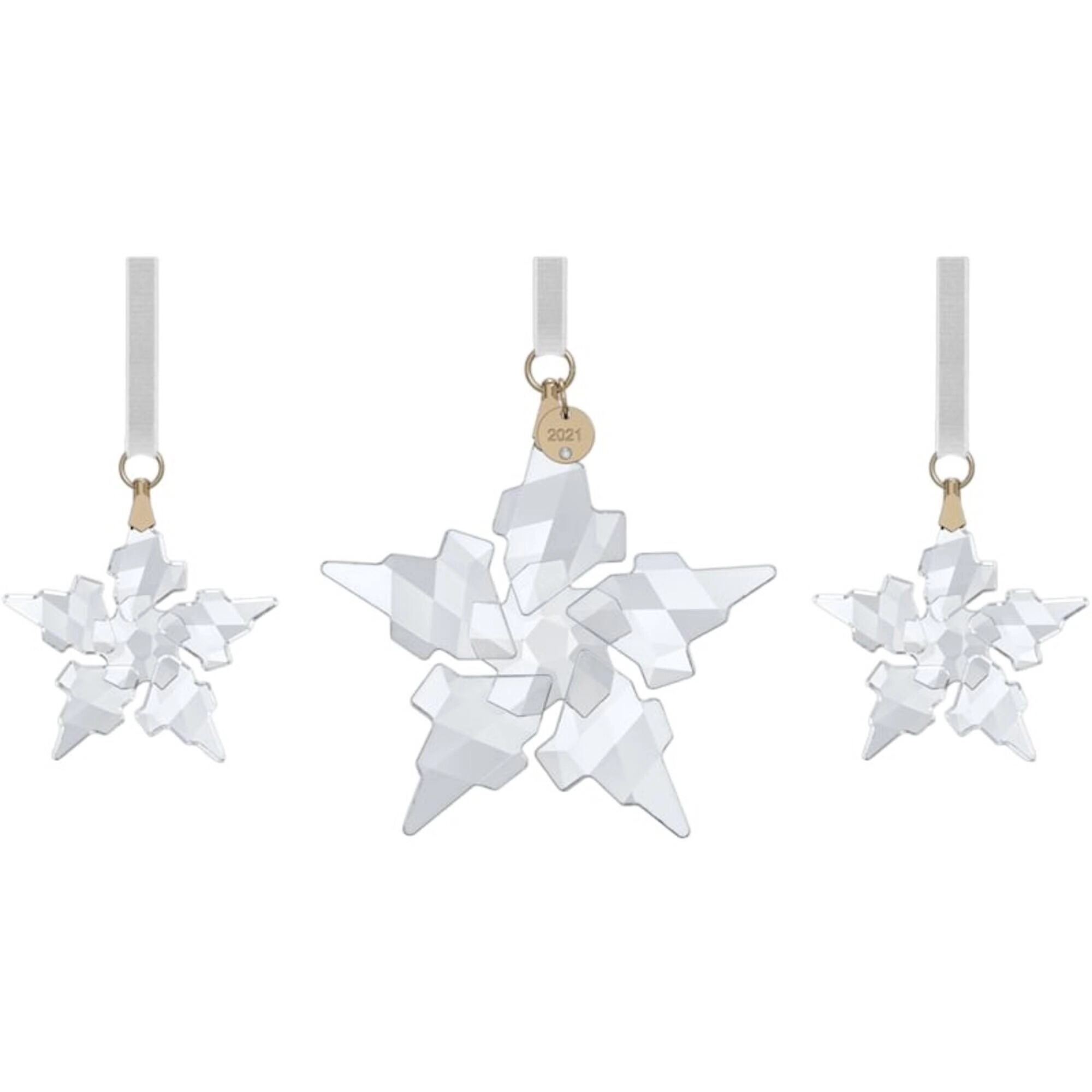 Swarovski Decorative Ornament Set - White Crystal Star with Velvet Ribbon | 5583966