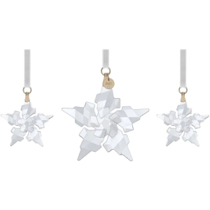 Swarovski Decorative Ornament Set - White Crystal Star with Velvet Ribbon | 5583966