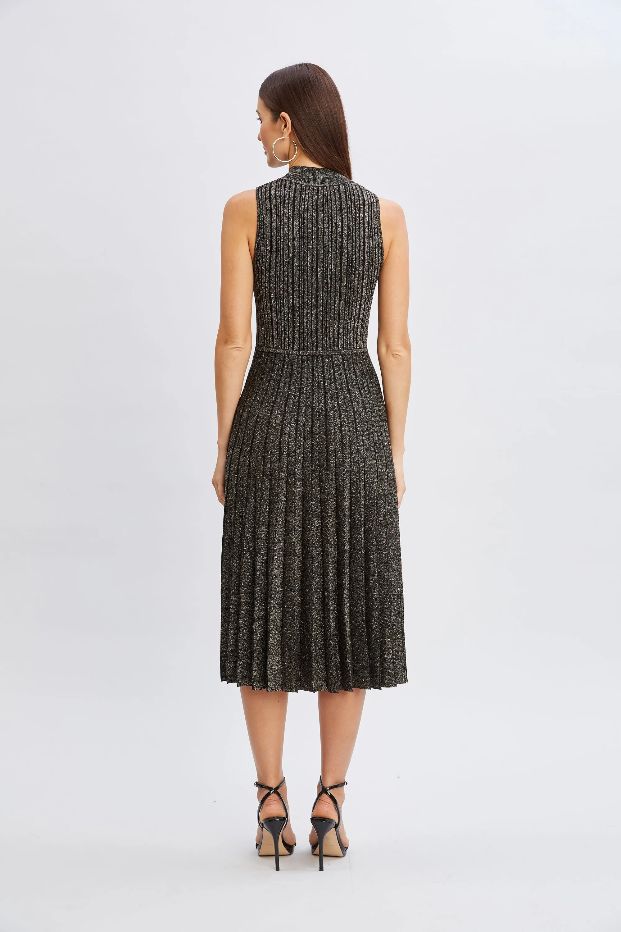 T-Tahari Metallic Mock Neck Dress