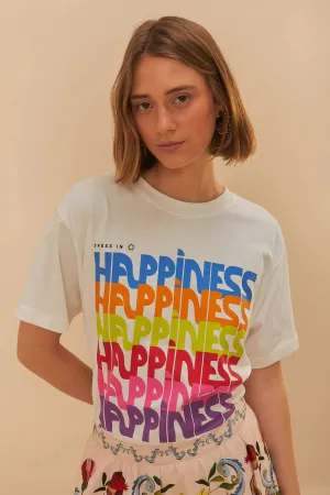 Tee relaxed Happiness white
