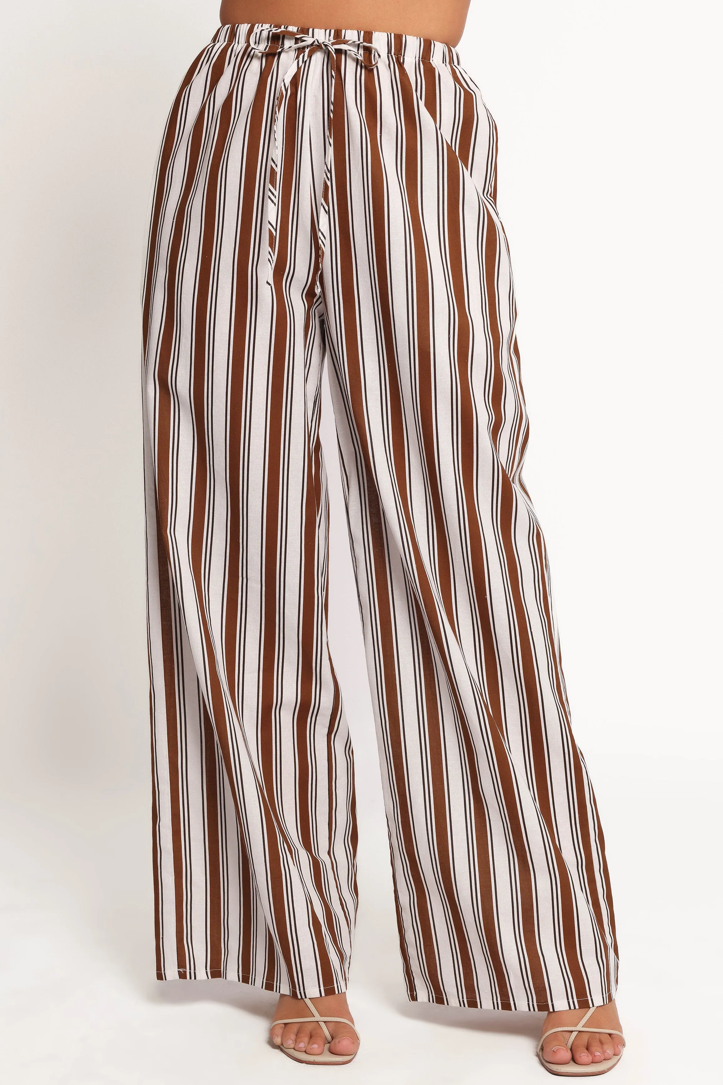 Thalia Wide Leg Pant - Chocolate Stripe