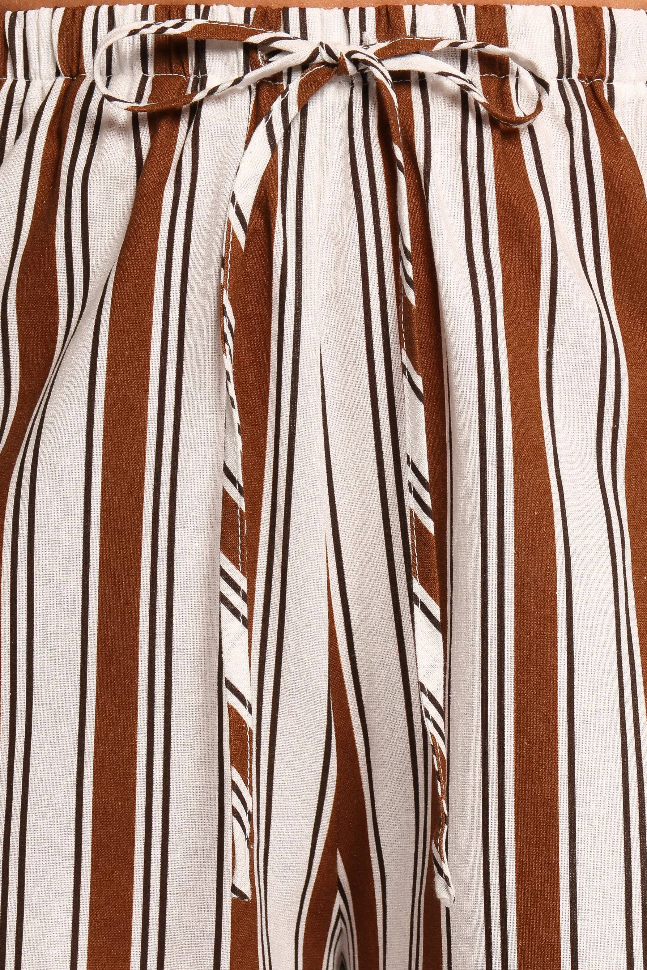 Thalia Wide Leg Pant - Chocolate Stripe