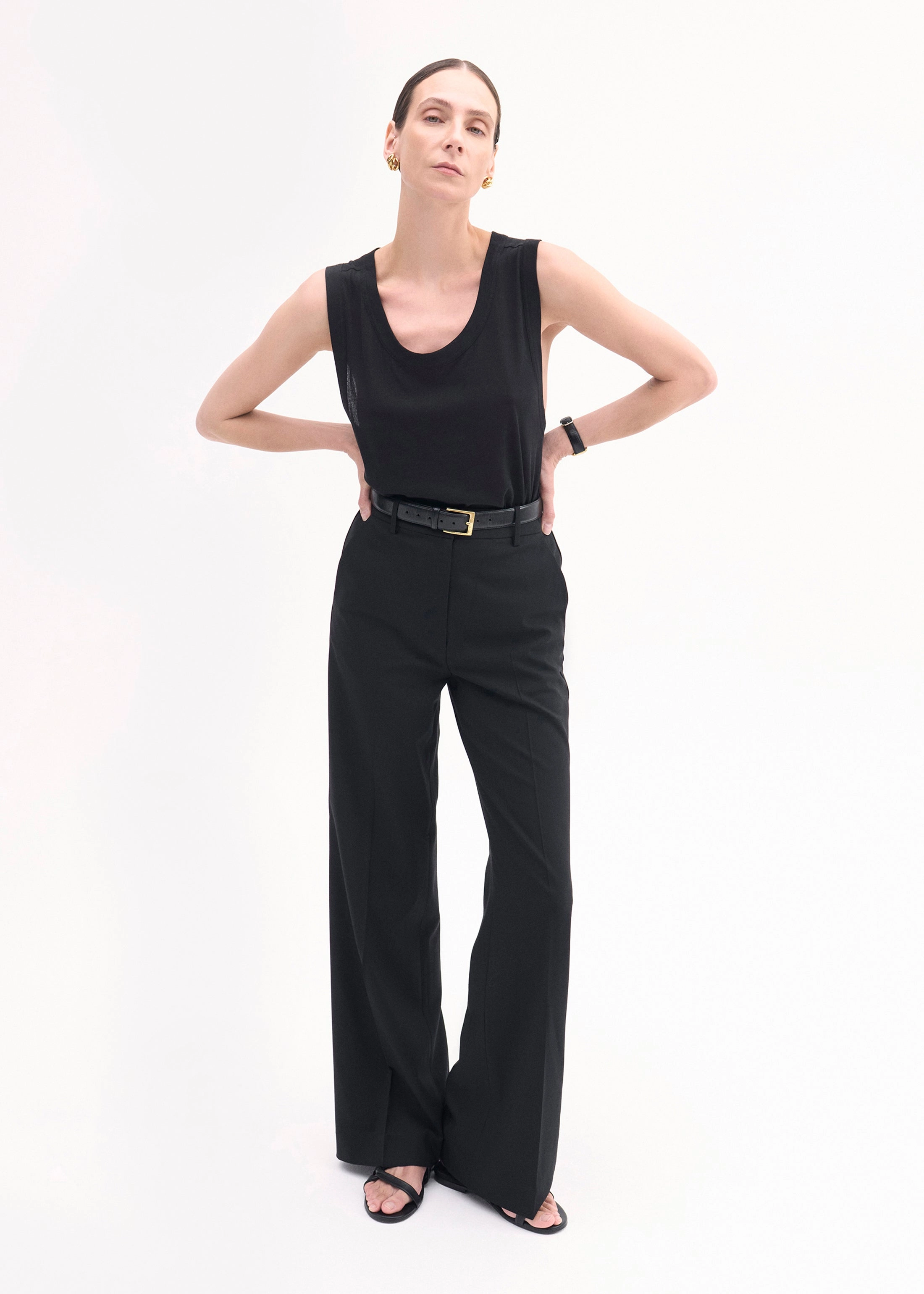Tuxedo Pant in Wool and SIlk - Black