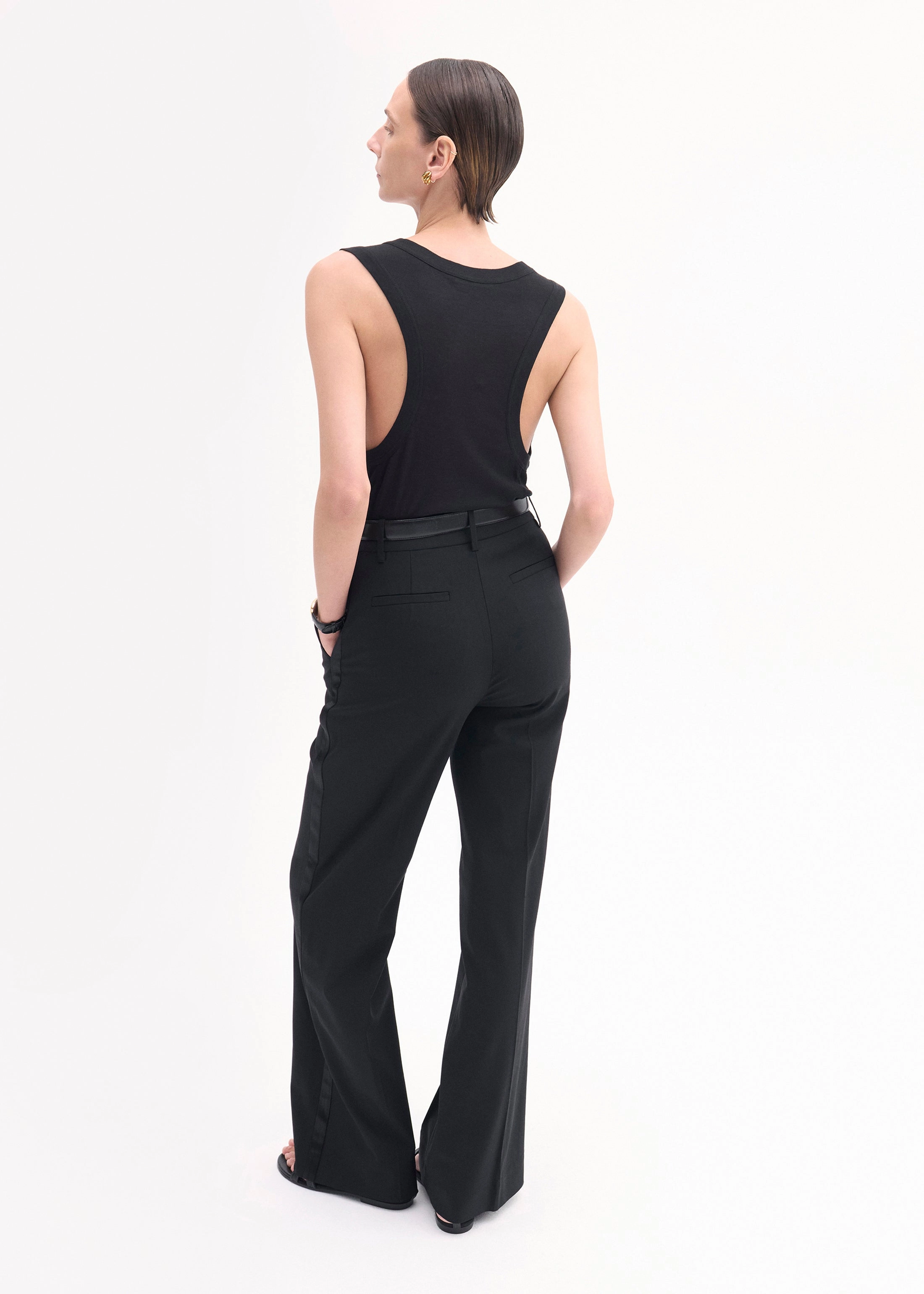 Tuxedo Pant in Wool and SIlk - Black
