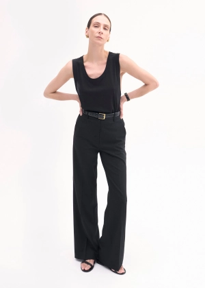 Tuxedo Pant in Wool and SIlk - Black
