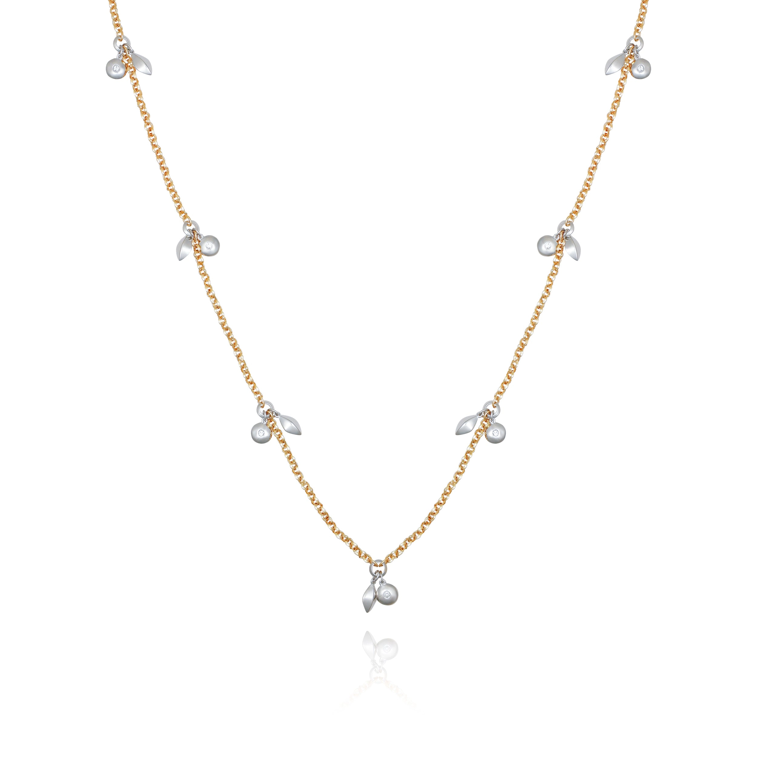 Two Tone Gilded Leaf Long Necklace