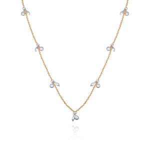 Two Tone Gilded Leaf Long Necklace
