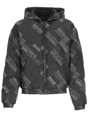 Versace Jeans Couture All-Over Logo Printed Padded Coat