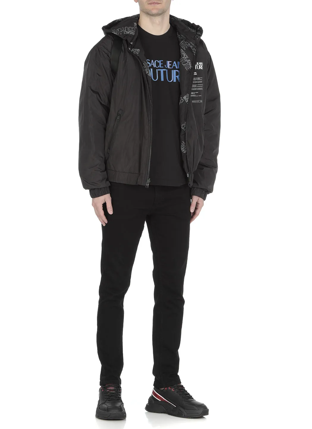 Versace Jeans Couture All-Over Logo Printed Padded Coat