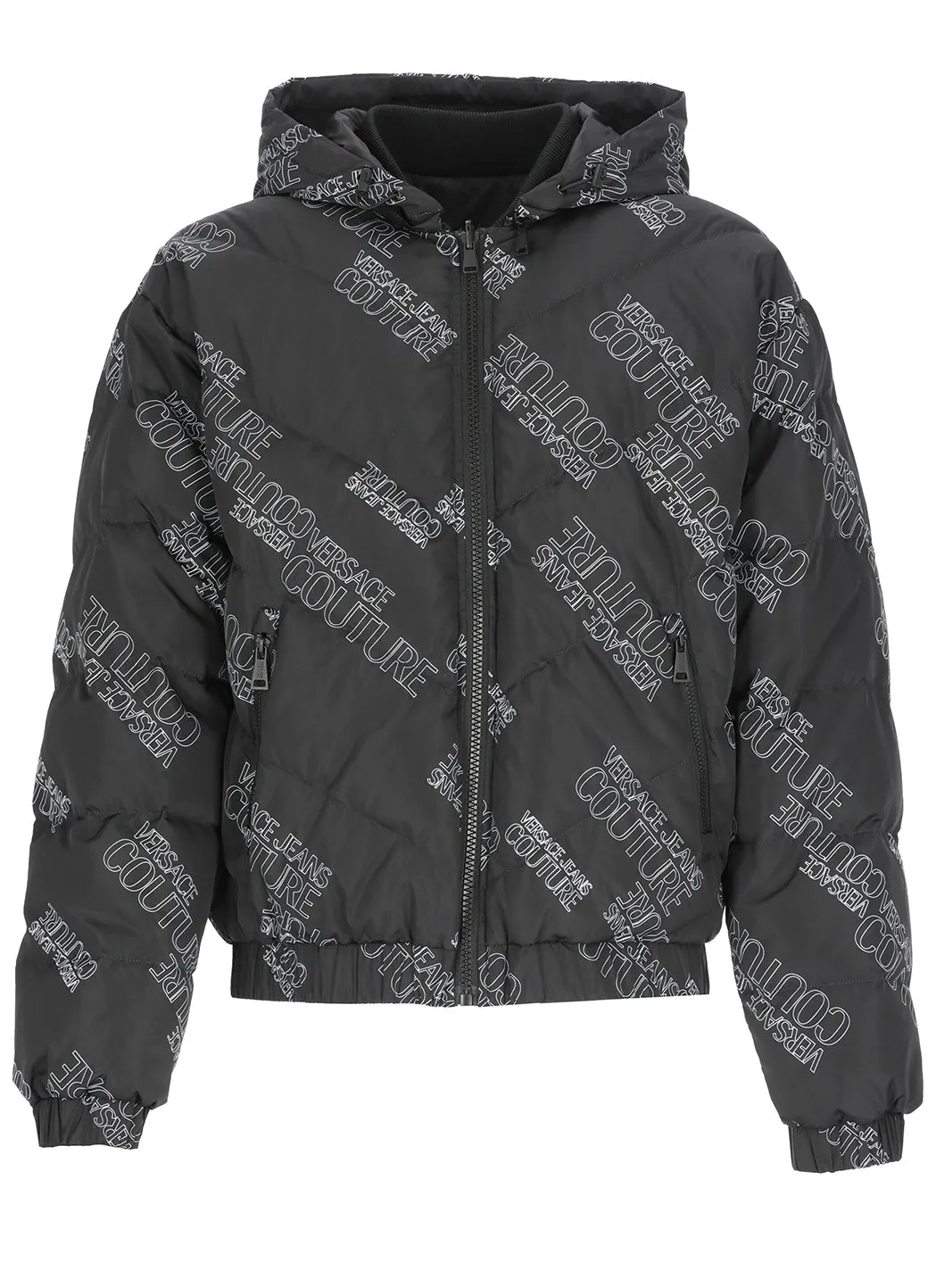 Versace Jeans Couture All-Over Logo Printed Padded Coat
