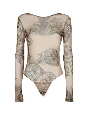 Versace Jeans Couture Baroque Printed Long-Sleeved Bodysuit