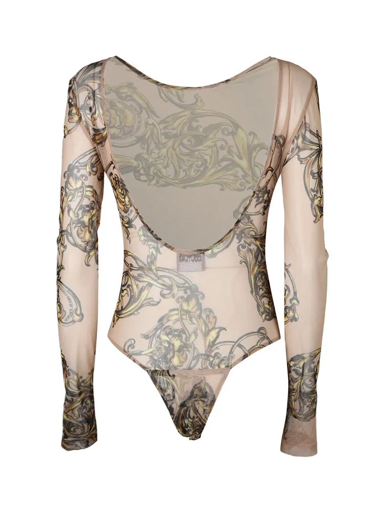 Versace Jeans Couture Baroque Printed Long-Sleeved Bodysuit