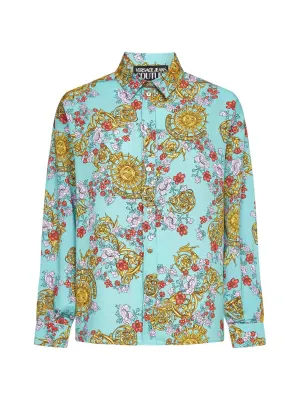 Versace Jeans Couture Floral Printed Long-Sleeved Shirt