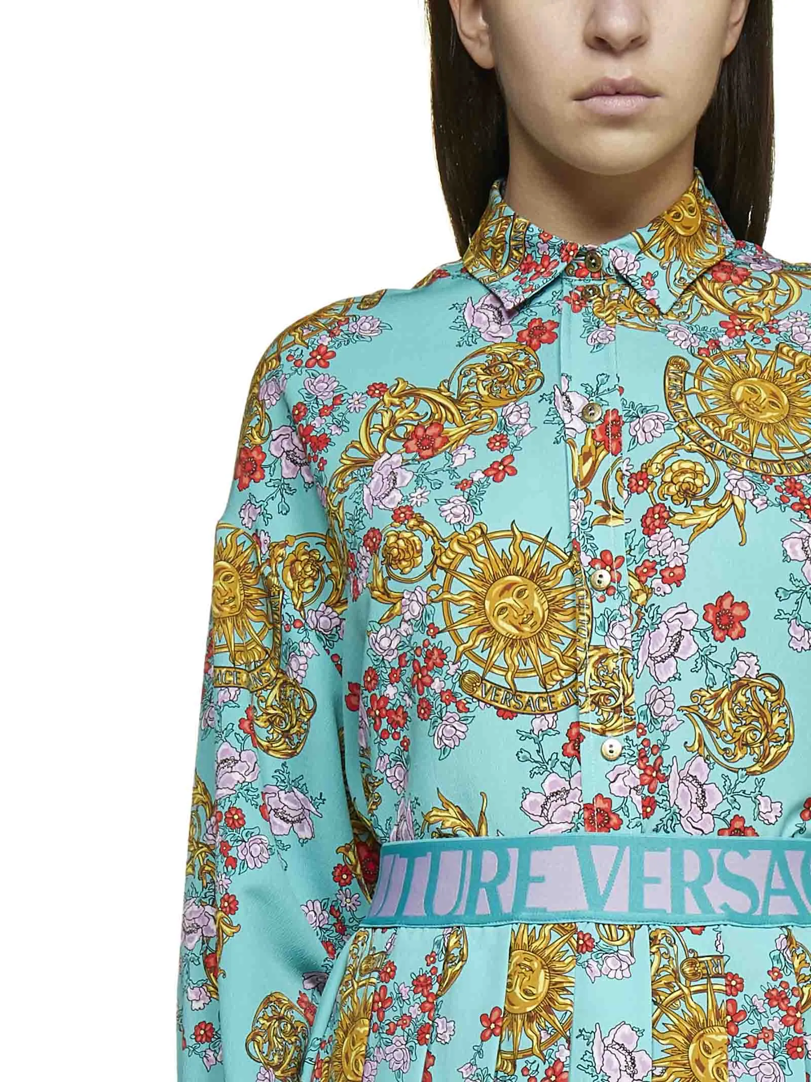 Versace Jeans Couture Floral Printed Long-Sleeved Shirt