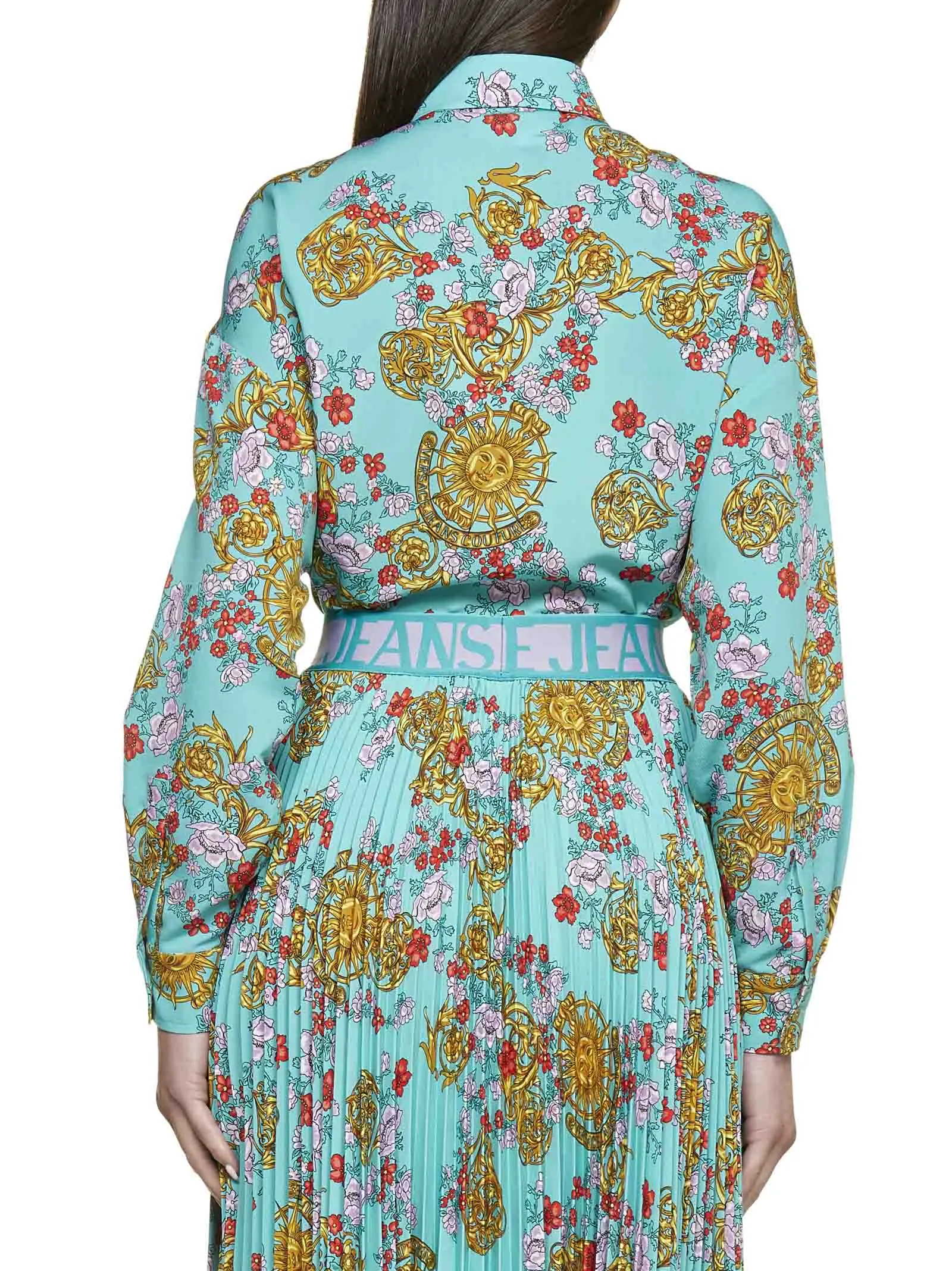 Versace Jeans Couture Floral Printed Long-Sleeved Shirt