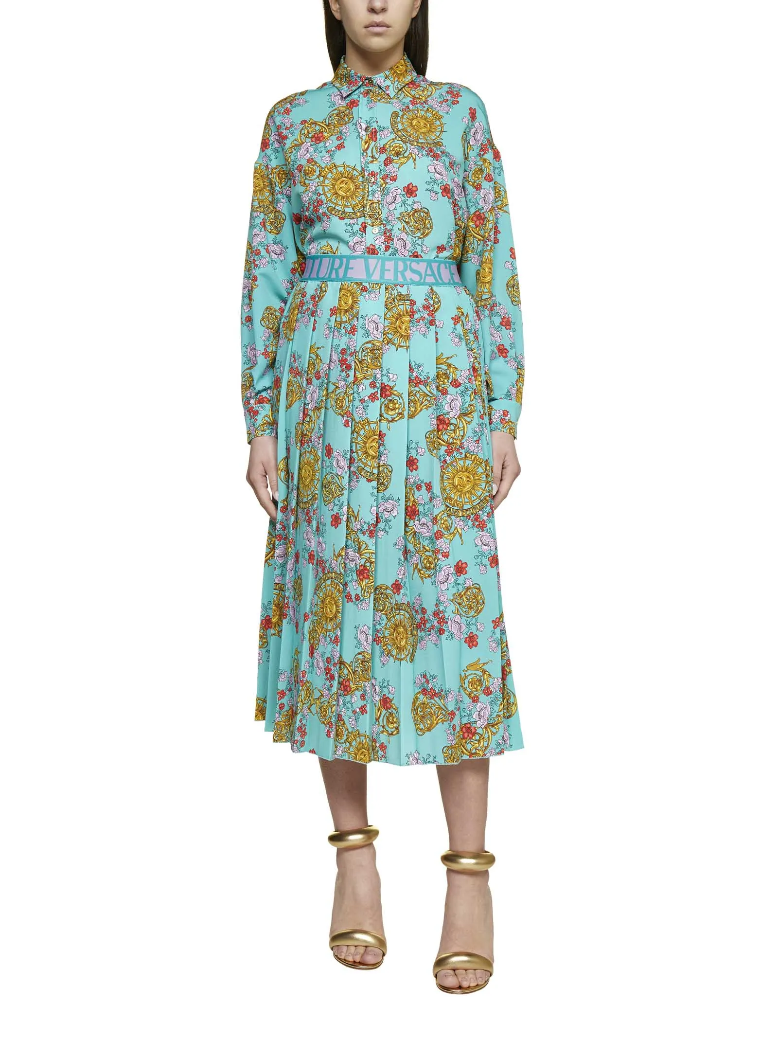 Versace Jeans Couture Floral Printed Long-Sleeved Shirt
